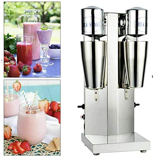 Commercial & Household Electric Milkshake Maker Machine - Stainless Steel Soda/Soft Ice Cream Blender with Dual 180W Motors (Type H, Double Head) - Perfect for Restaurants, Cafes, and Home Kitchen Use