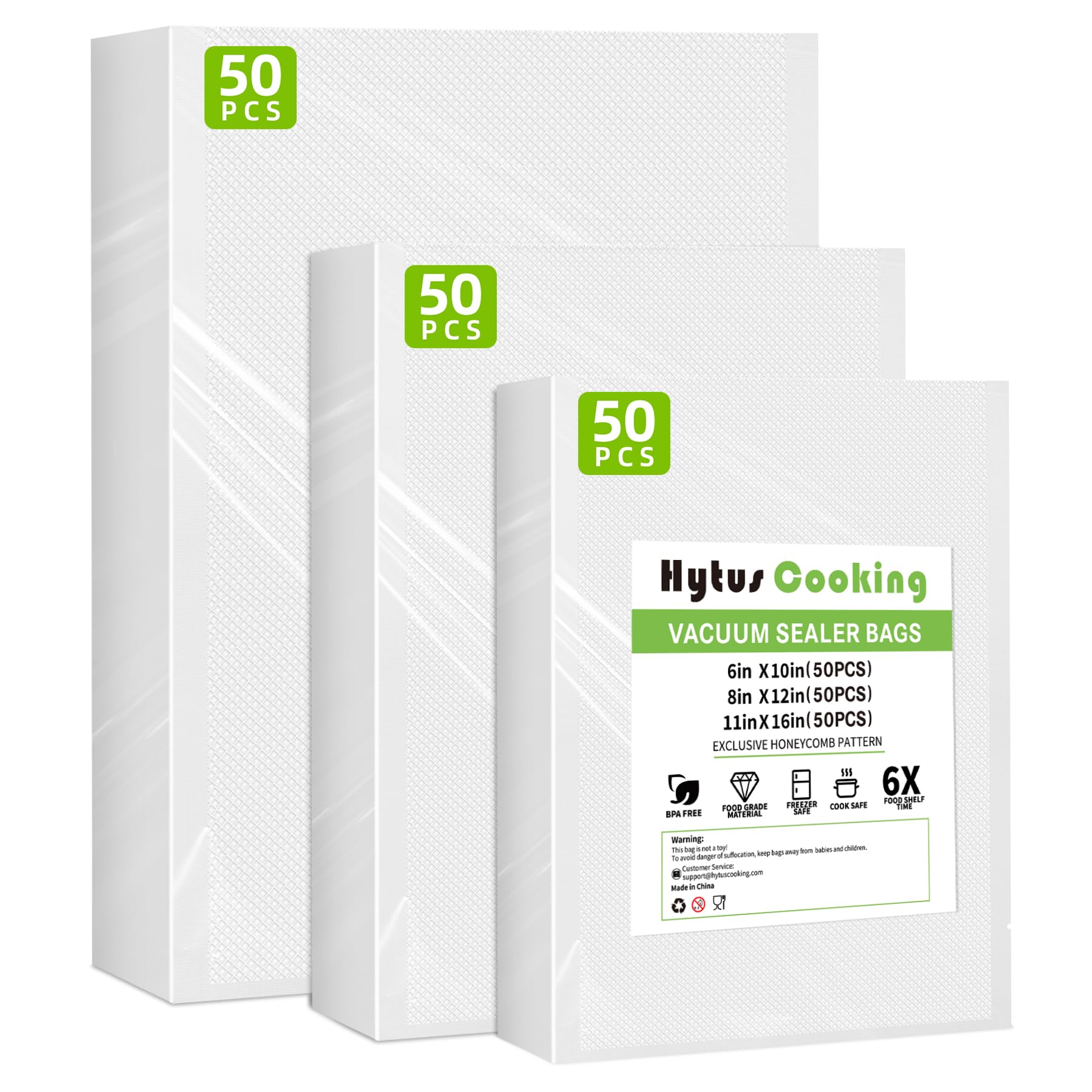 HytusCooking Pre-Cut Vacuum Sealer Bags (150 Pack) - Heavy Duty Embossed Commercial Grade Food Storage Bags for Sous Vide, Meal Prep & Freezing - BPA-Free Gallon (11