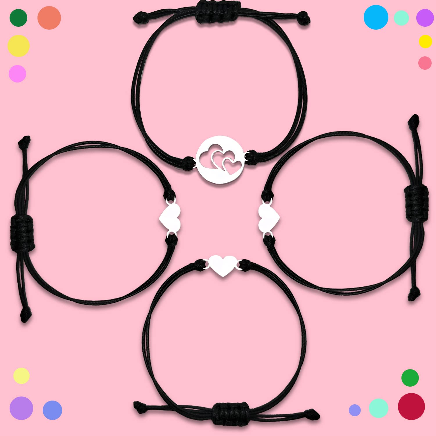 **Matching Heart Love Bracelet Set for Aunt & Nieces - 2/3/4/5 Piece Jewelry Gift for Women, Mothers Day, Birthday, Valentines Day - Perfect for Family Bonding & Special Occasions**