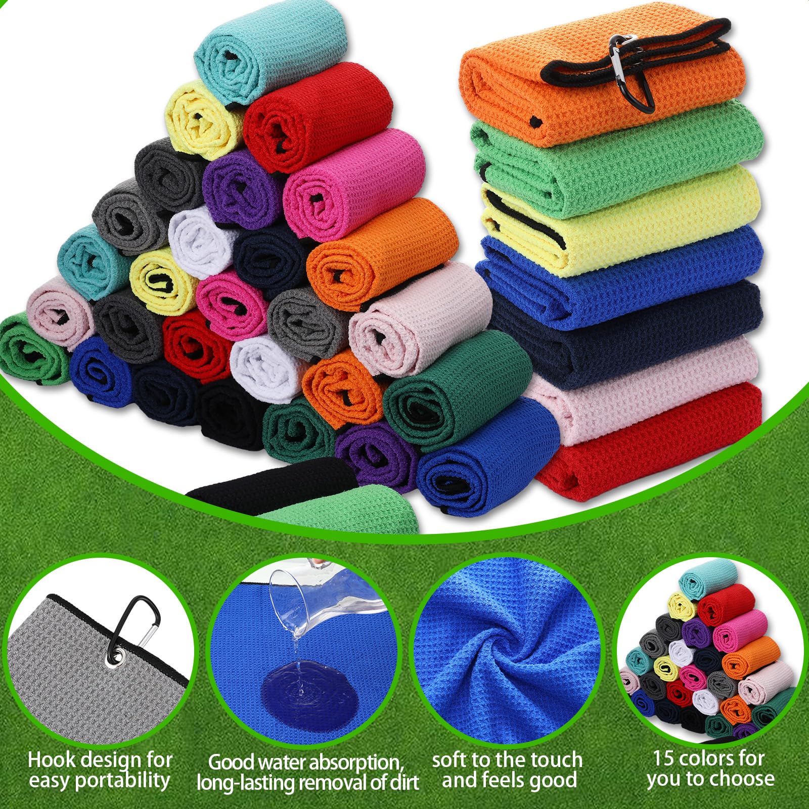 Premium Microfiber Waffle Golf Towels 16