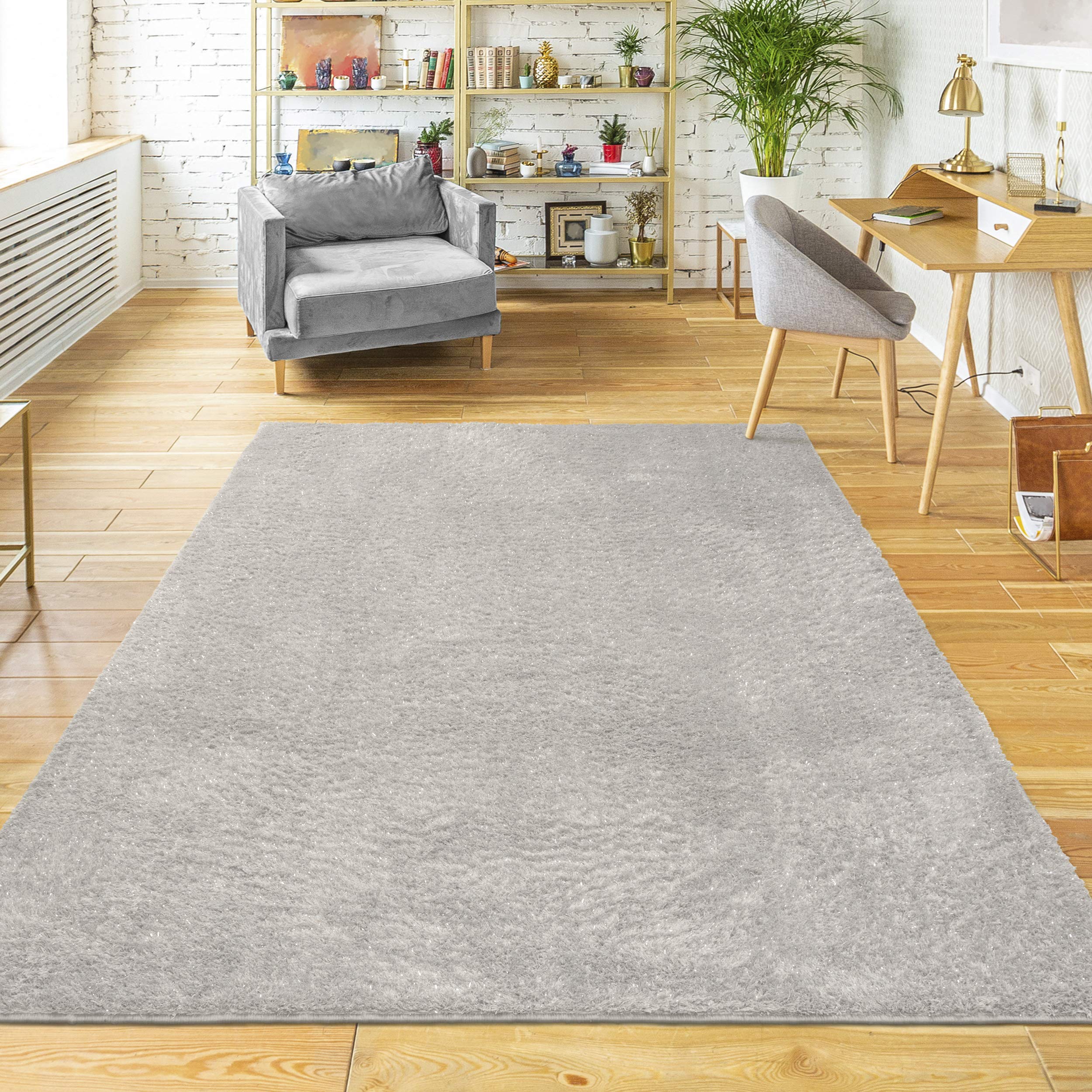Premium Lurex Plush Shag Area Rug - Soft & Luxurious Indoor Carpet for Living Room, Bedroom - Adds Elegance & Comfort to Your Home Decor