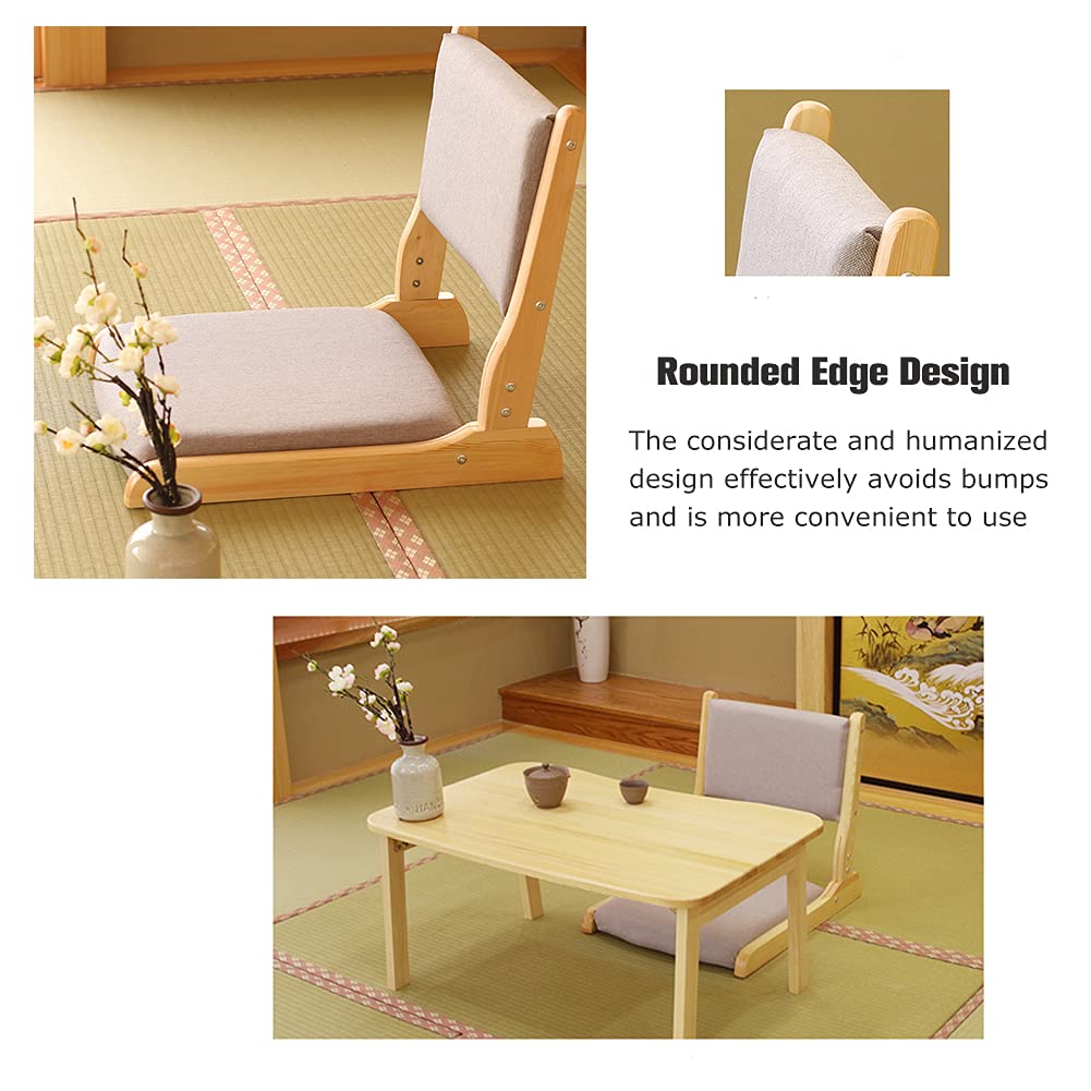 Foldable Tatami Meditation Floor Chair - Portable Japanese Legless Accent Furniture with Cushion for Living Room, Bay Window, Reading & Relaxation | Perfect for Zen Decor, Yoga, and Small Space Living