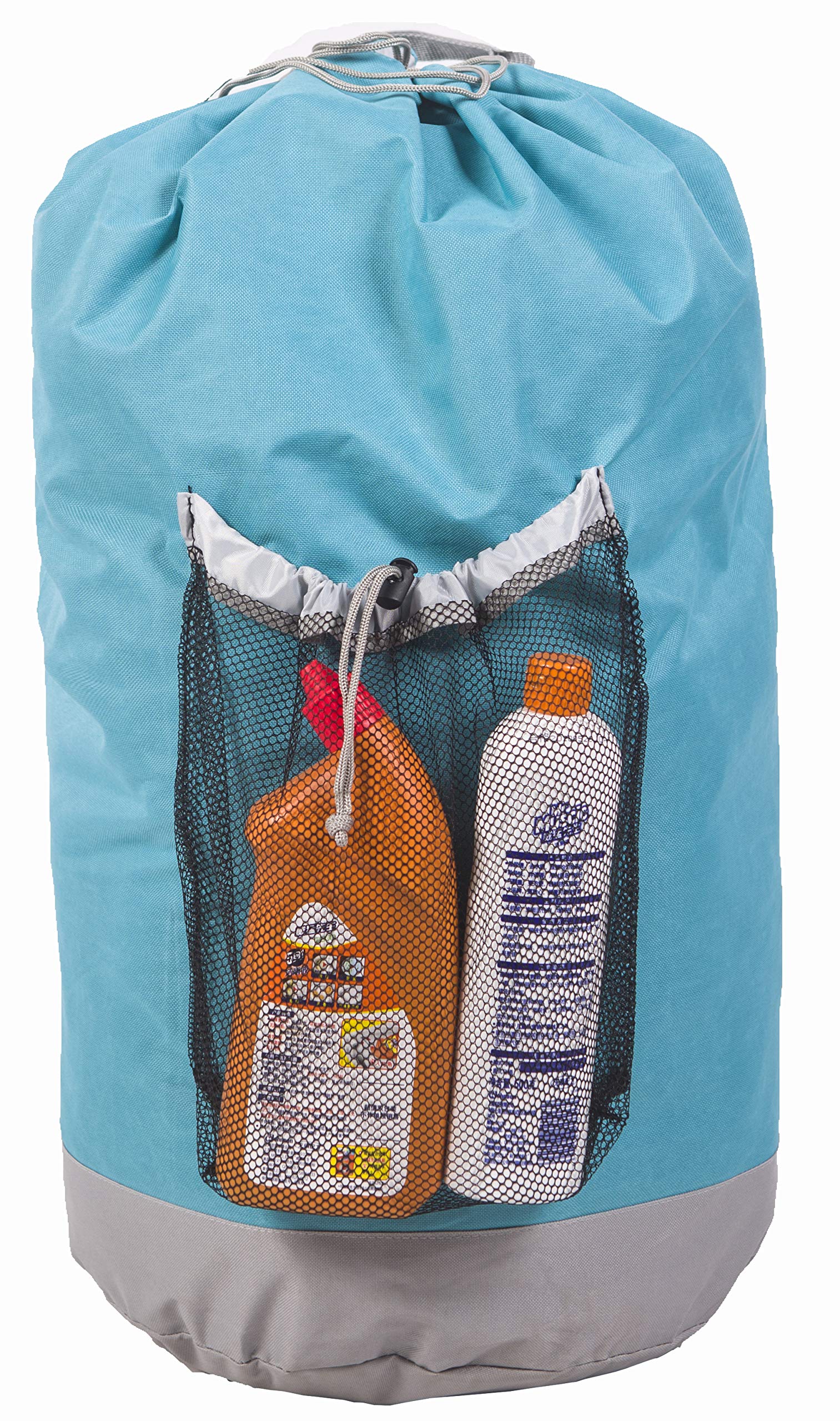 Amelitory Large Laundry Backpack with Heavy-Duty Shoulder Strap & Drawstring Closure - Lake Blue | Perfect for Dorm, Travel & Gym Storage