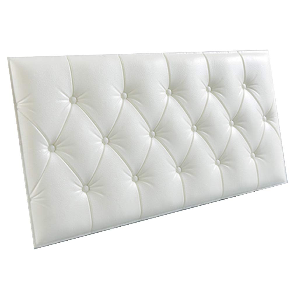 LIANGJUN 3D Wall Panels - Self-Adhesive Bedside Cushion, Waterproof Upholstered Wall Protection (10-Pack, 60x30cm, White) for Bedroom, Nursery & Home Decor - Anti-Collision Soft Padding for Walls
