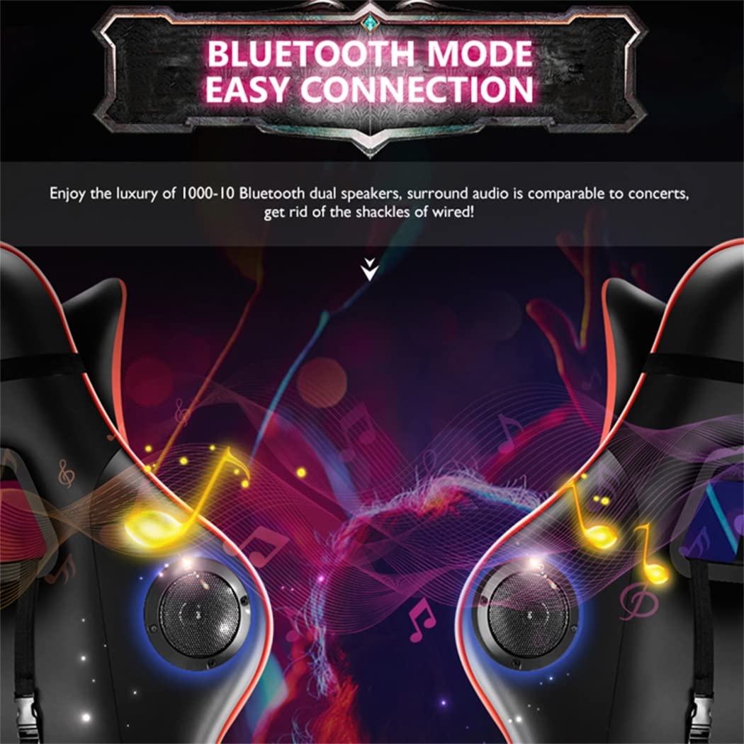 Ergonomic Gaming Chair with Built-in Speakers & RGB LED Lights - PU Leather Computer Chair with Massage, Adjustable Footrest & Lumbar Support for Adults & Teens - Perfect for Esports, Streaming & Home Office (Black)