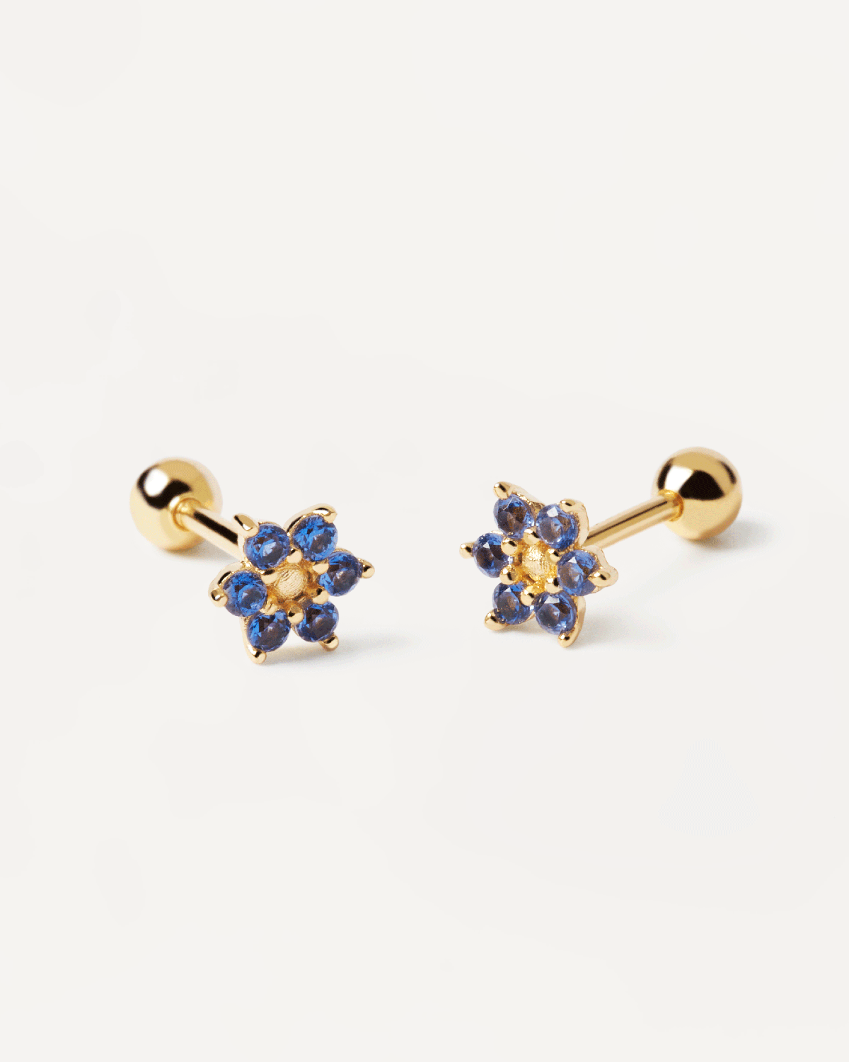 GRID Indigo Peony Gold Earrings - Elegant Floral Dangle Earrings for Women, 14K Gold Plated Jewelry - Perfect for Weddings, Parties & Special Occasions