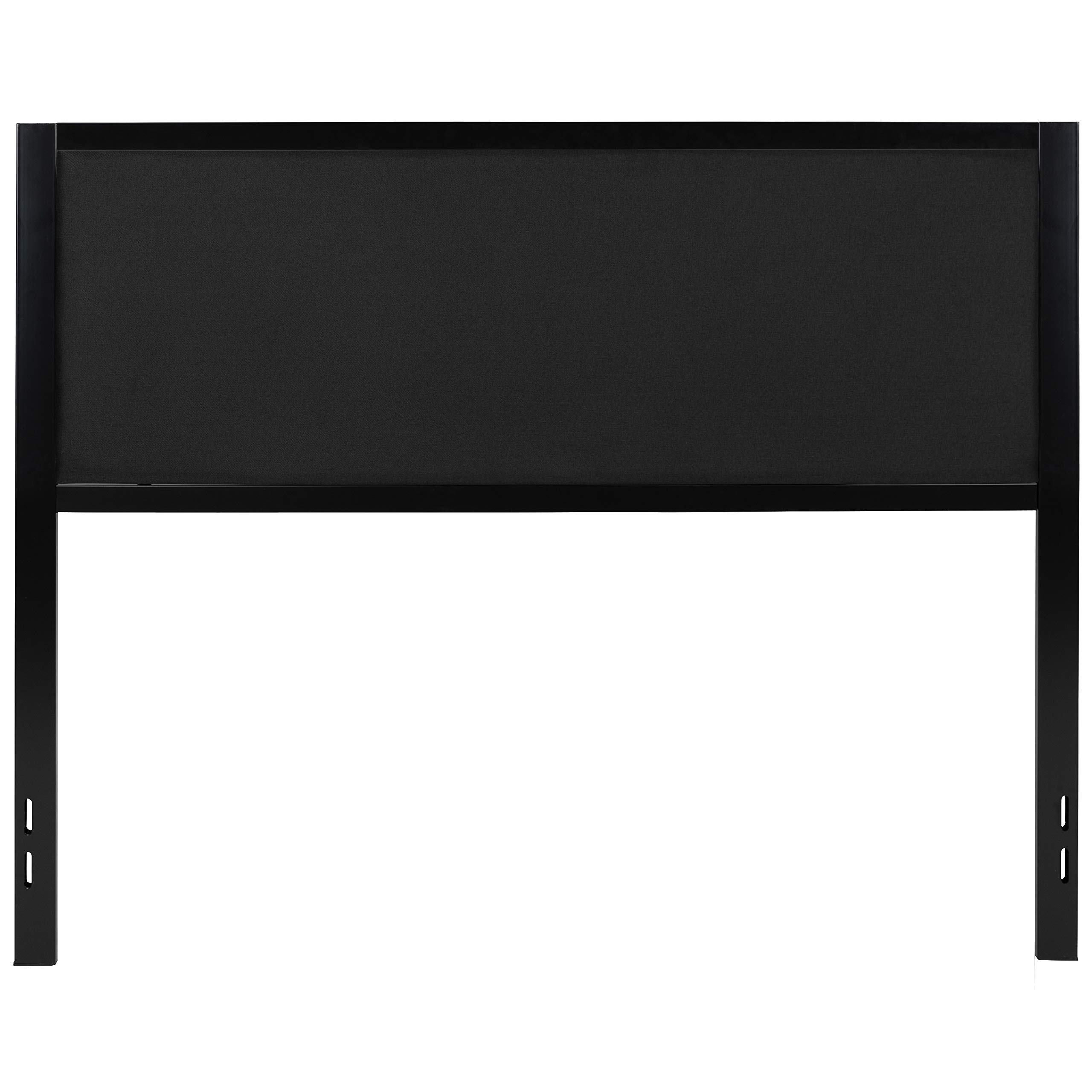 EMMA + OLIVER Queen Size Upholstered Fabric Headboard with Metal Frame - Black Bed Headboard for Master Bedroom, Attaches to Standard Bed Frames - Perfect for Modern & Contemporary Bedroom Decor