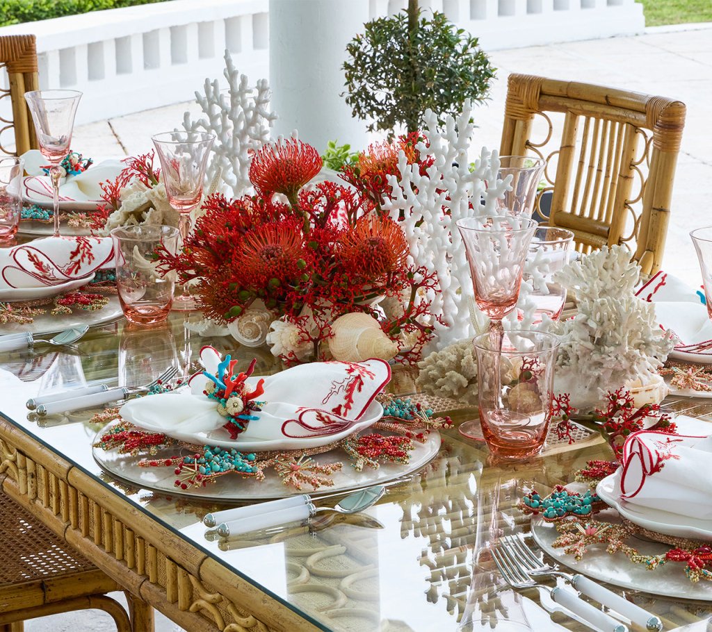 Turquoise Coral & Gold Coral Charm Charger Set of 2 - Elegant Dinnerware for Wedding, Party & Home Decor