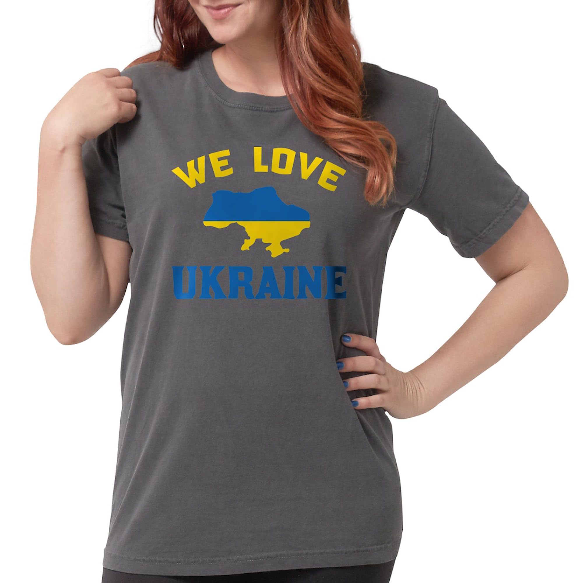 We Love Ukraine T-Shirt for Women - Comfort Colors Soft Cotton Tee - Support Ukraine with Stylish Casual Wear for Everyday Outfits & Events