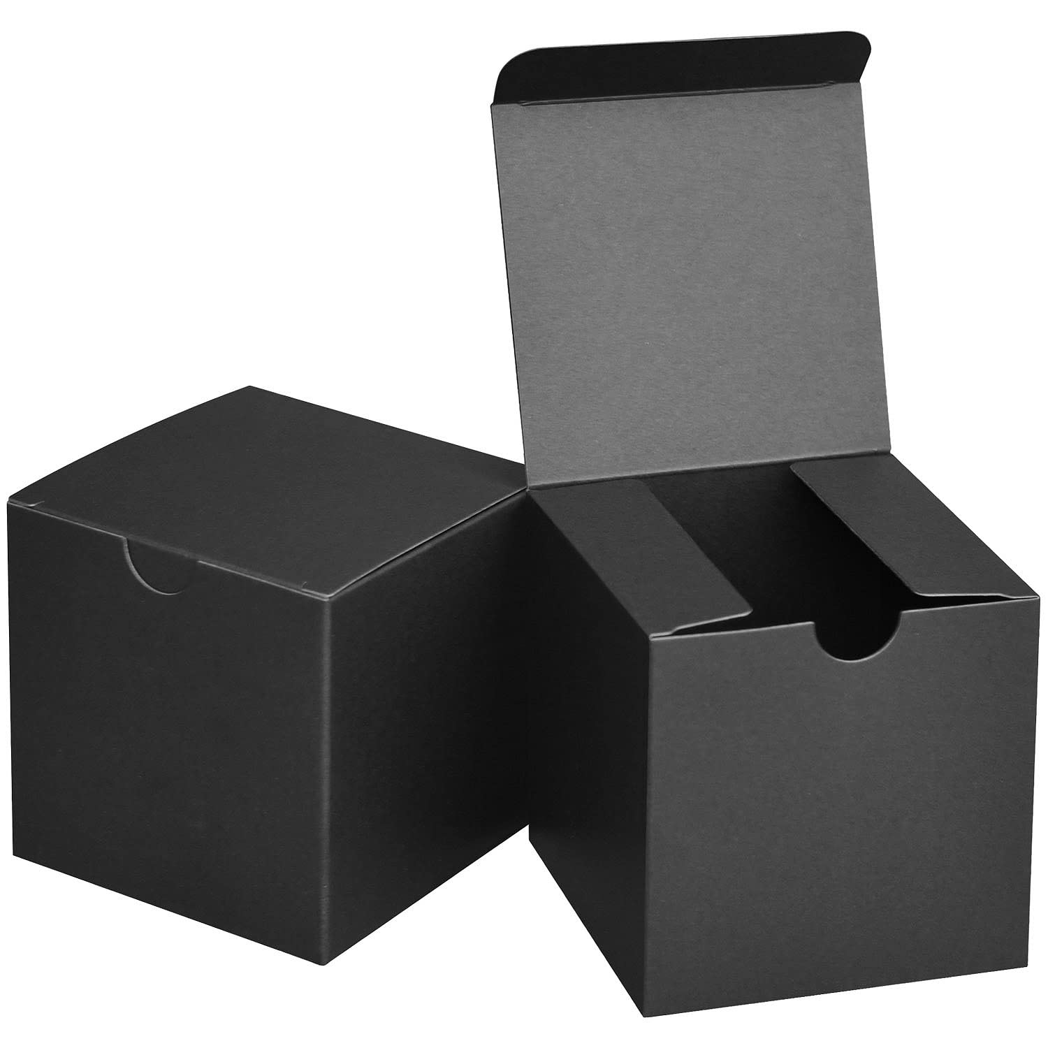 Fairlegend 4x4x4 Inch Small Black Gift Boxes - 50 Pack Matte Black Kraft Paper Boxes for Party Favors, Wedding Showers, Candy, Jewelry & DIY Crafts - Perfect for Gift Wrapping, Holiday Presents & Small Business Packaging