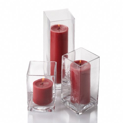 18-Piece Glass Eastland Square Vase Set with 18 Red Richland 3