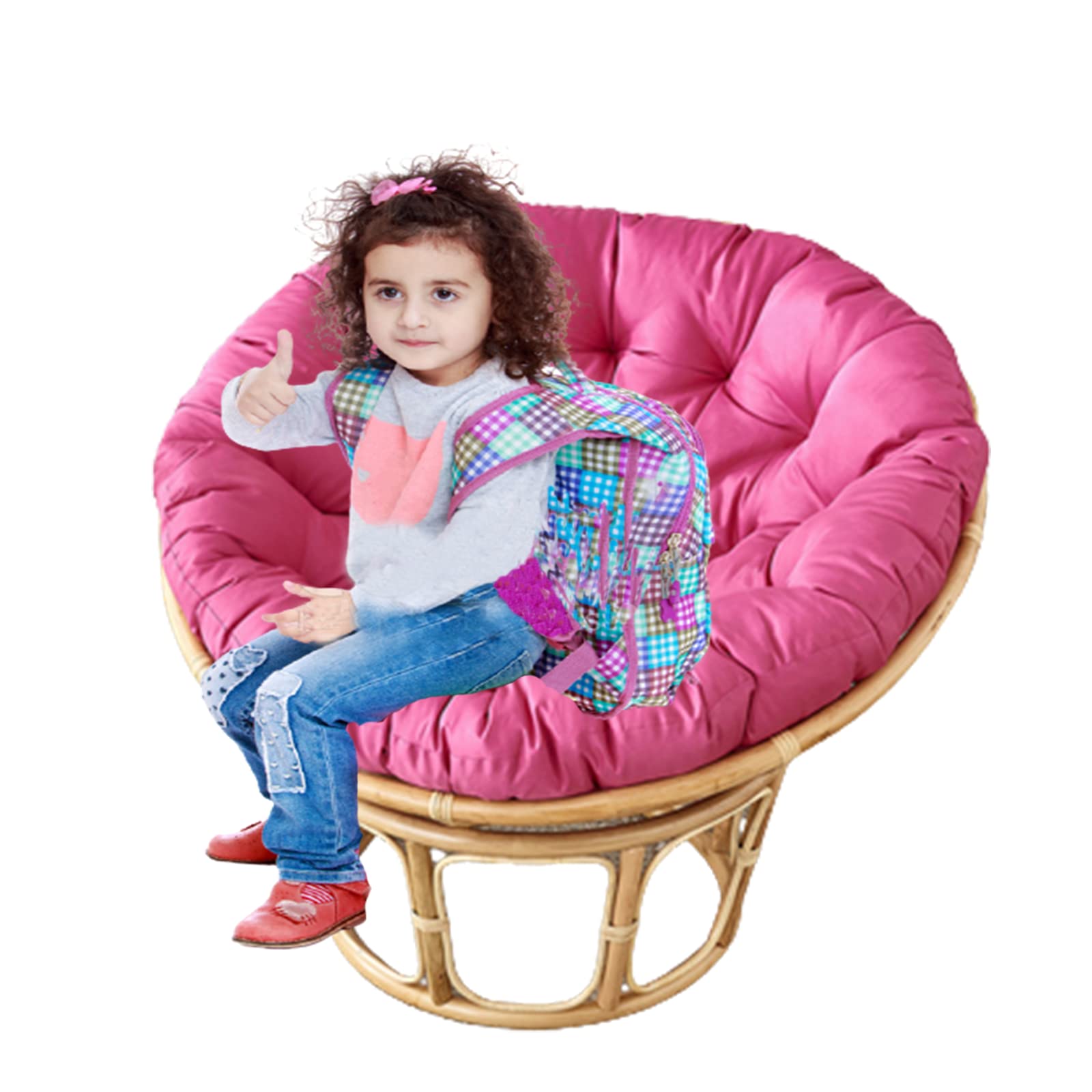 SRHMYJJ Thickened Egg-Shaped Hanging Hammock Chair Cushion - Indoor/Outdoor Swing Seat Pad for Patio, Garden, Balcony - Rose Red 47x47 Inches (No Chair Included) - Perfect for Relaxing, Reading & Sunbathing