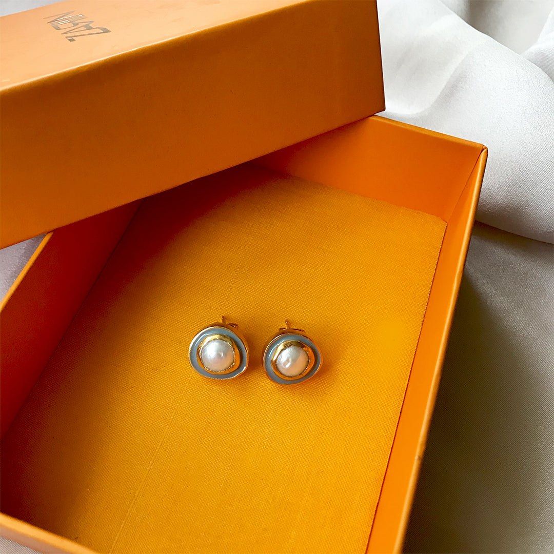Cloud of Pearl Stud Earrings – Elegant 14K Gold Plated Pearl Earrings for Women | Perfect for Weddings, Parties & Everyday Wear