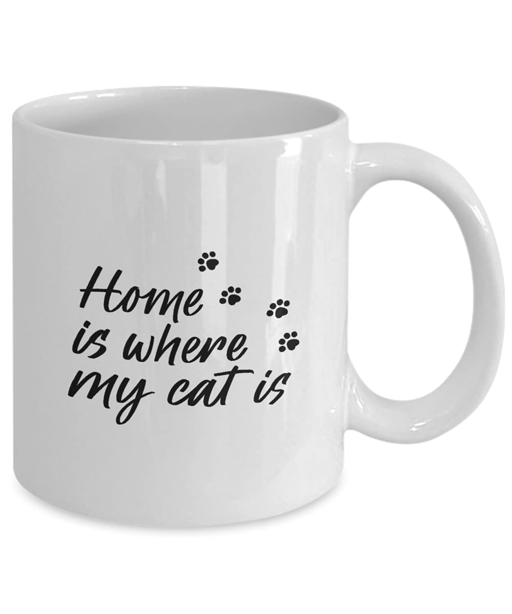 Funny Cat Coffee Mug - 'Home Is Where My Cat Is' Ceramic Cup for Cat Lovers, Perfect Gift for Pet Owners - Enjoy Your Morning Coffee with This Cute Cat-Themed Mug