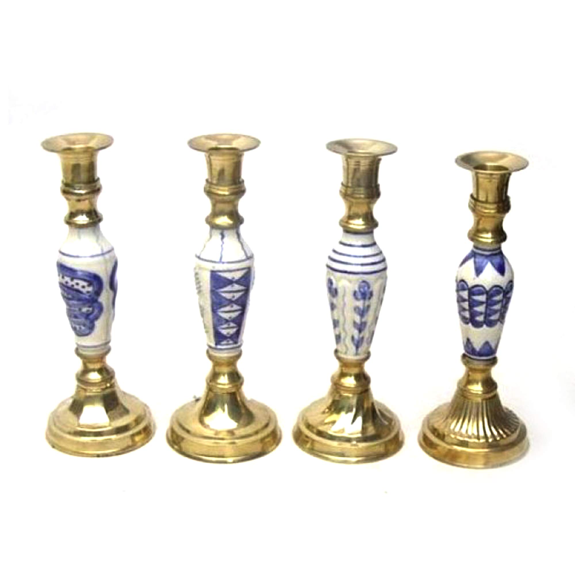 Elegant Ceramic Candle Holders Set of 4 - 9 Inch Height for Home Decor, Wedding Centerpieces, and Romantic Ambiance
