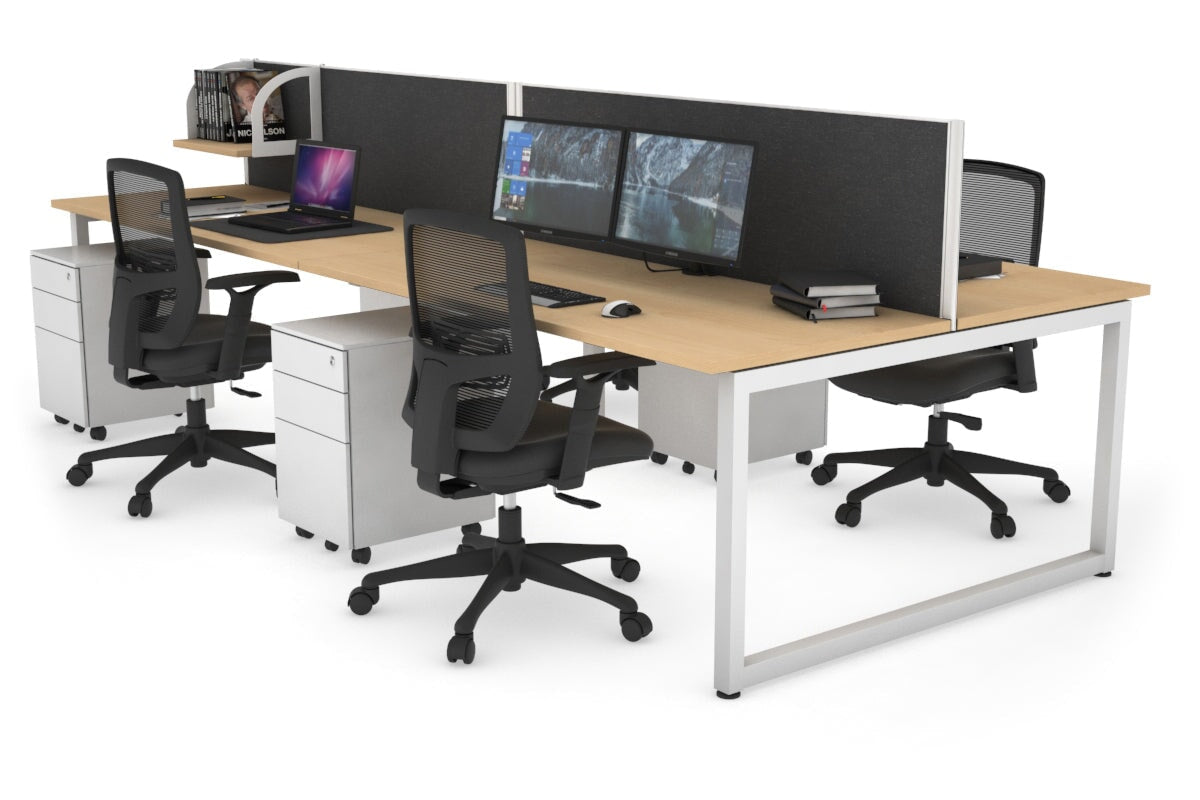 Quadro Loop Legs 4 Person Office Workstation Desk - 1800L x 700W - Modern Collaborative Workspace Solution for Team Projects & Office Meetings