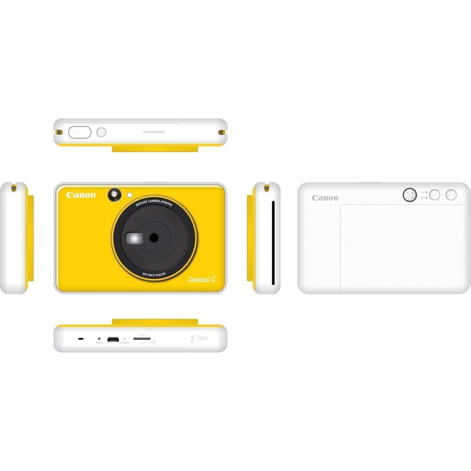 Canon Zoemini C Instant Camera & Mini Photo Printer (Sunflower Yellow) – Portable Pocket-Sized Camera with Selfie Mirror, Prints Sticky-Back Photos On-The-Go | Perfect for Travel, Parties, Scrapbooking & Instant Memories