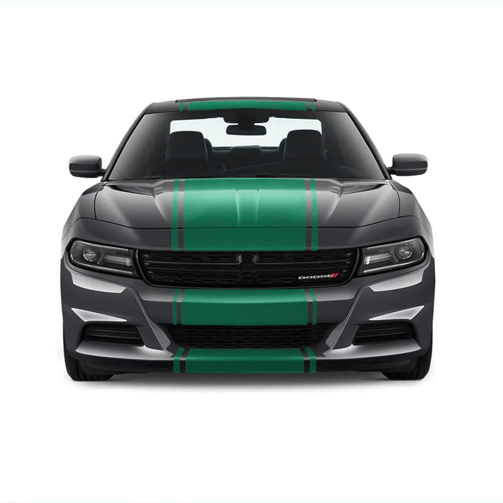 24-Inch Racing Stripe Decals with Pins (28-Inch Extended) - Compatible with Dodge Charger 2011-2022 - High Gloss Green Vinyl Car Stickers - Perfect for Vehicle Customization & Racing Style Enhancement