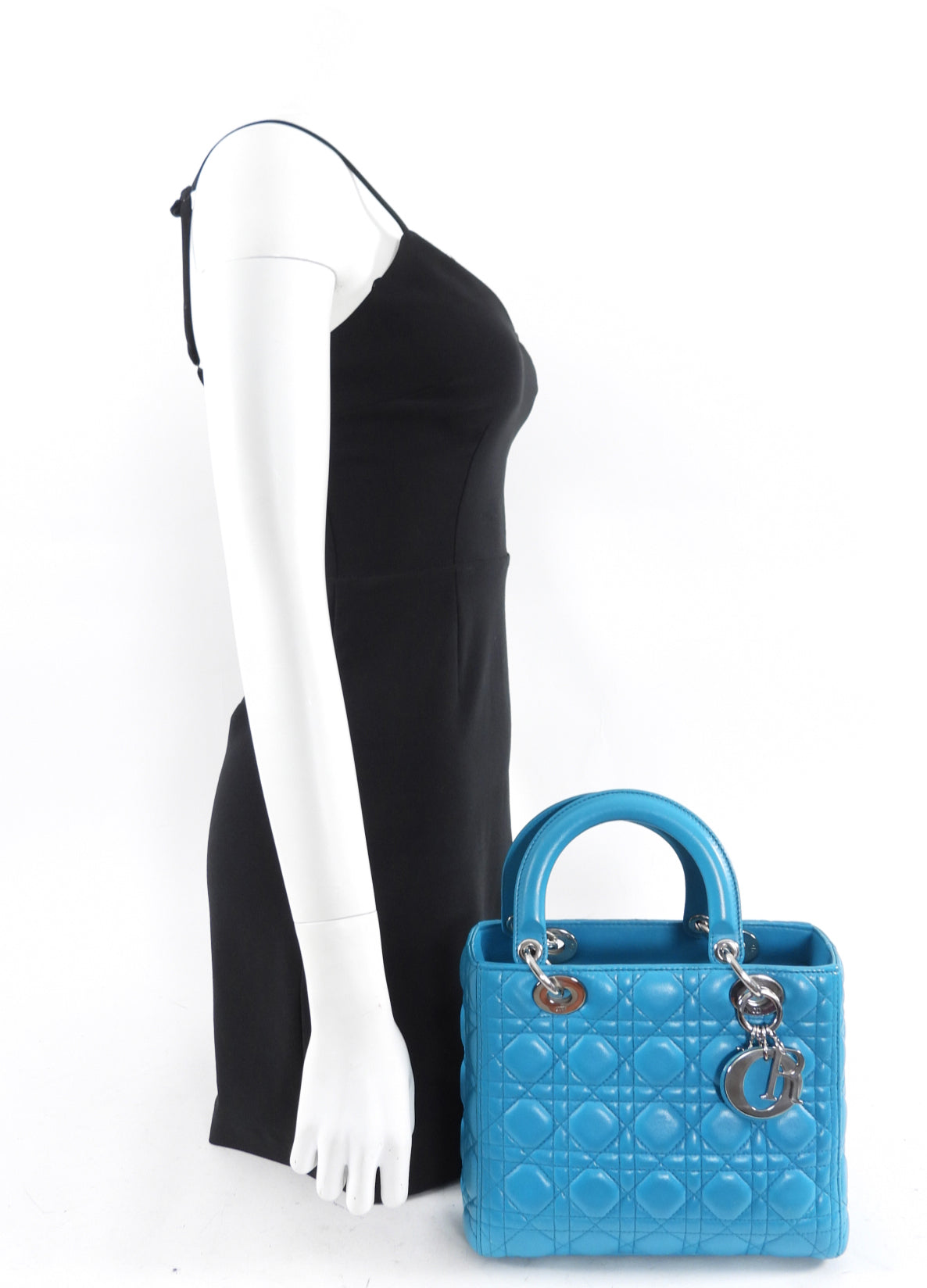 Dior Lady Dior Medium Handbag in Turquoise Leather with Cannage Quilted Pattern - Perfect for Work, Evening Events & Luxury Fashion Accessories