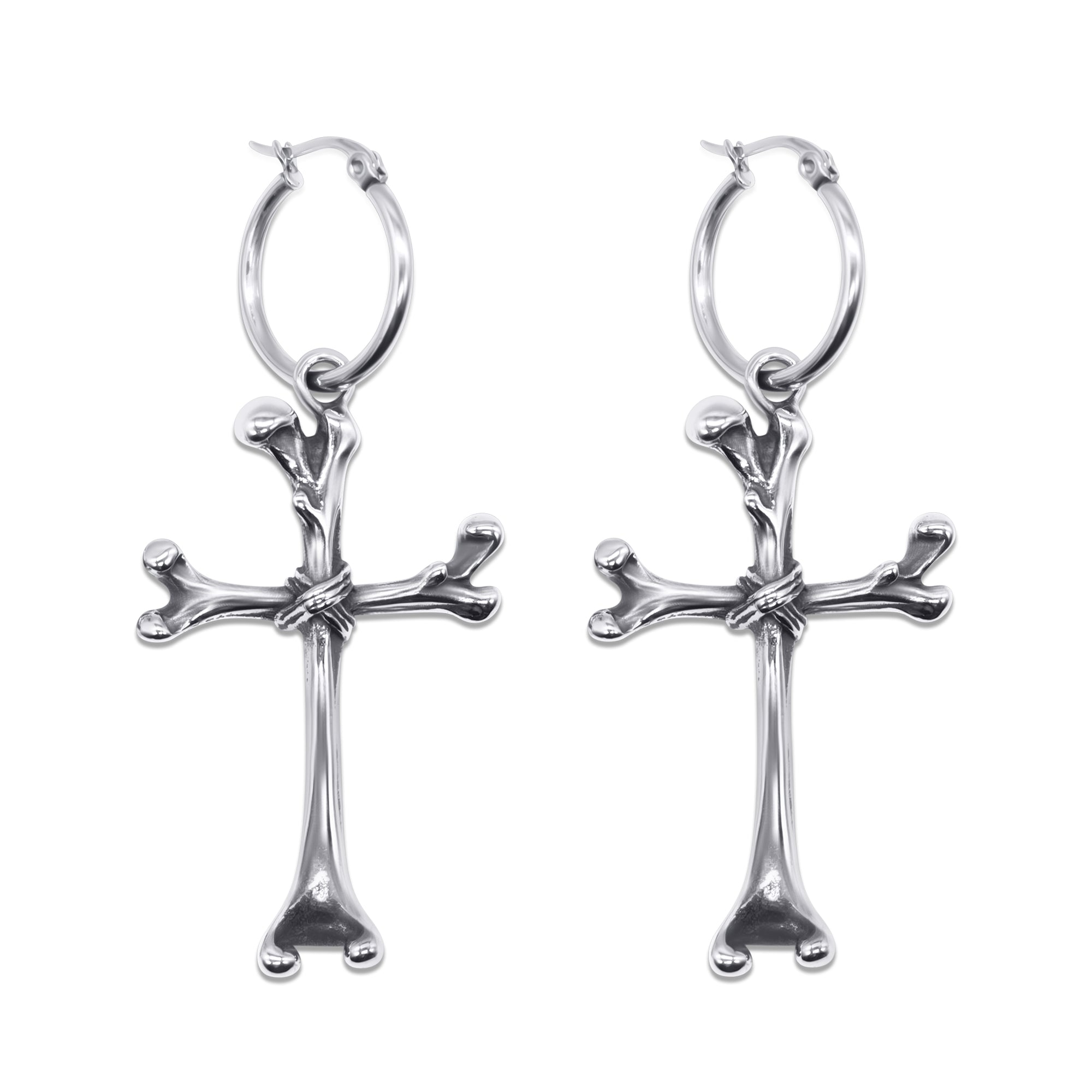 Osteomancy Bone Cross Earrings - Gothic Punk Jewelry for Women & Men - Perfect for Halloween, Witchy Aesthetic & Alternative Fashion