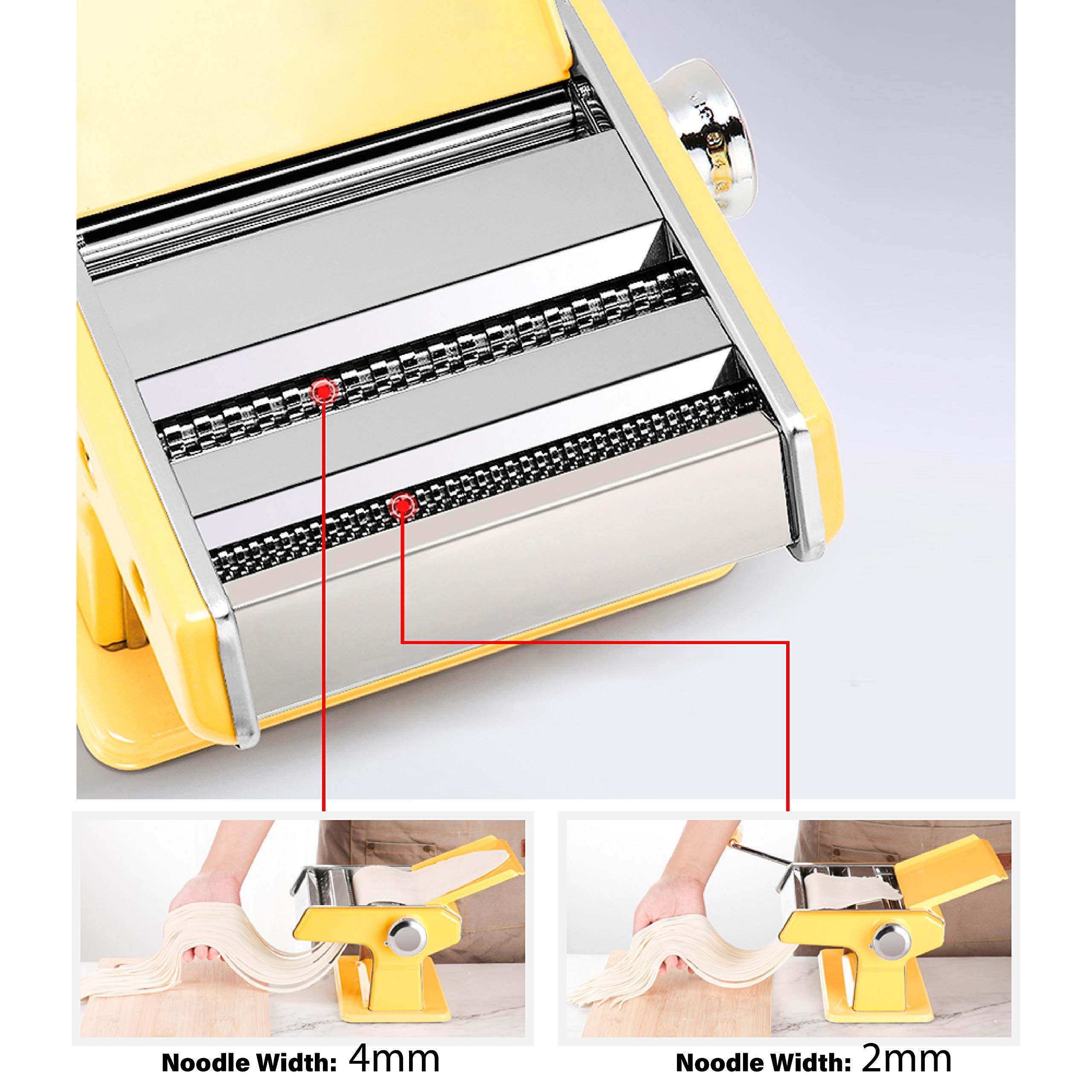Elabo Stainless Steel Pasta Maker Machine - 7 Adjustable Thickness Settings with Hand Crank for Homemade Spaghetti, Fettuccine, Lasagna & Dumpling Skins | Perfect for Italian Cuisine, Family Cooking & Restaurant Use