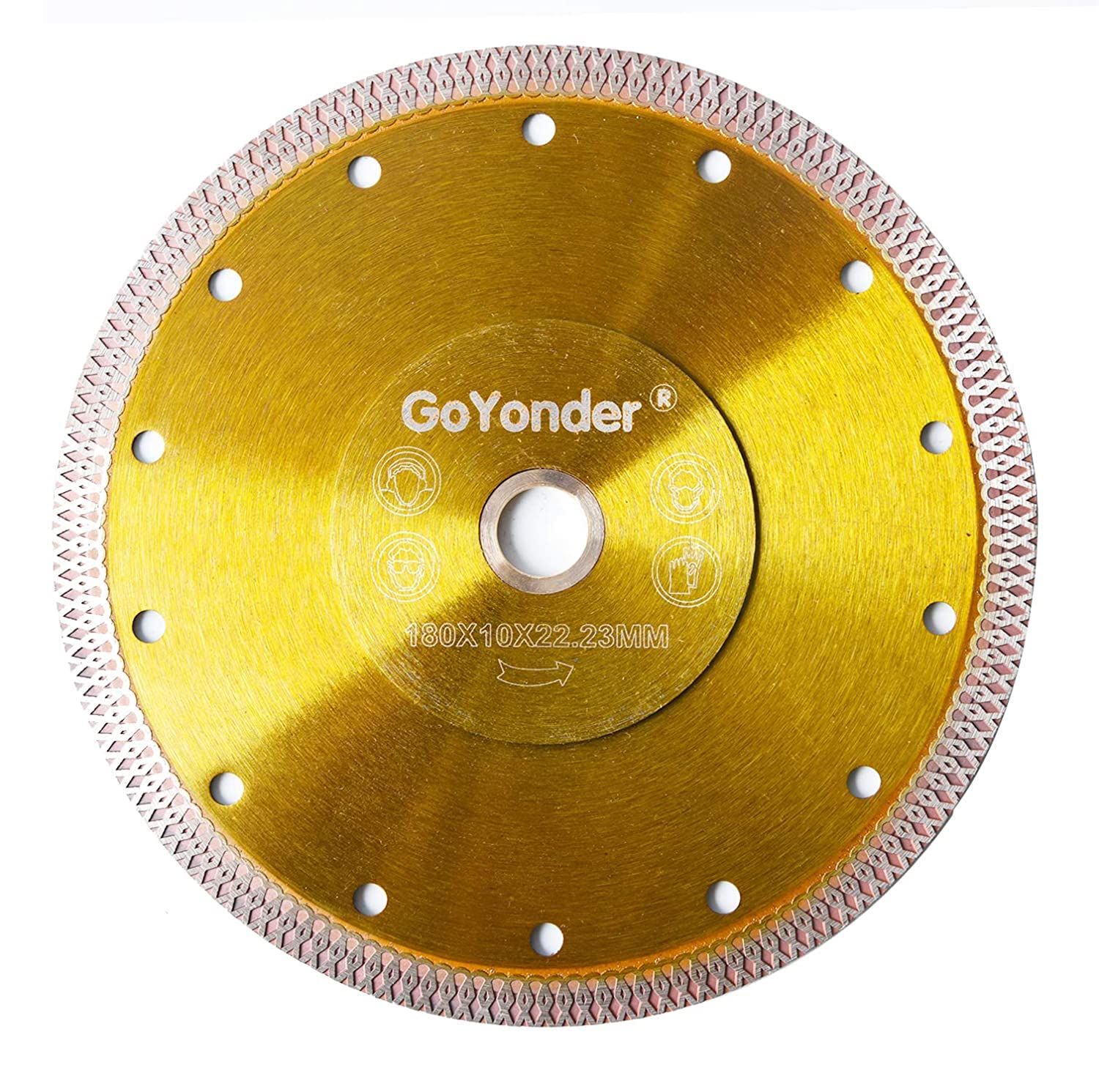GoYonder 7-Inch Diamond Tile Saw Blade for Angle Grinder - Super Thin Wet/Dry Cutting Disc for Ceramic, Porcelain, Granite & Marble - Professional Tile Cutting Tool (Golden) - Perfect for Bathroom Renovation, Kitchen Backsplash & Flooring Projects