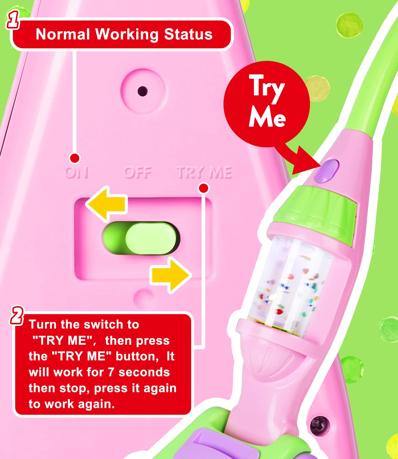 **Kids Toy Vacuum Cleaner with Lights, Sounds & Whirling Stars - Pretend Play Cleaning Set for Toddlers & Preschoolers - Fun Learning Housekeeping Toy for Girls & Boys (Pink) - Perfect for Indoor Play & Role-Playing Games**