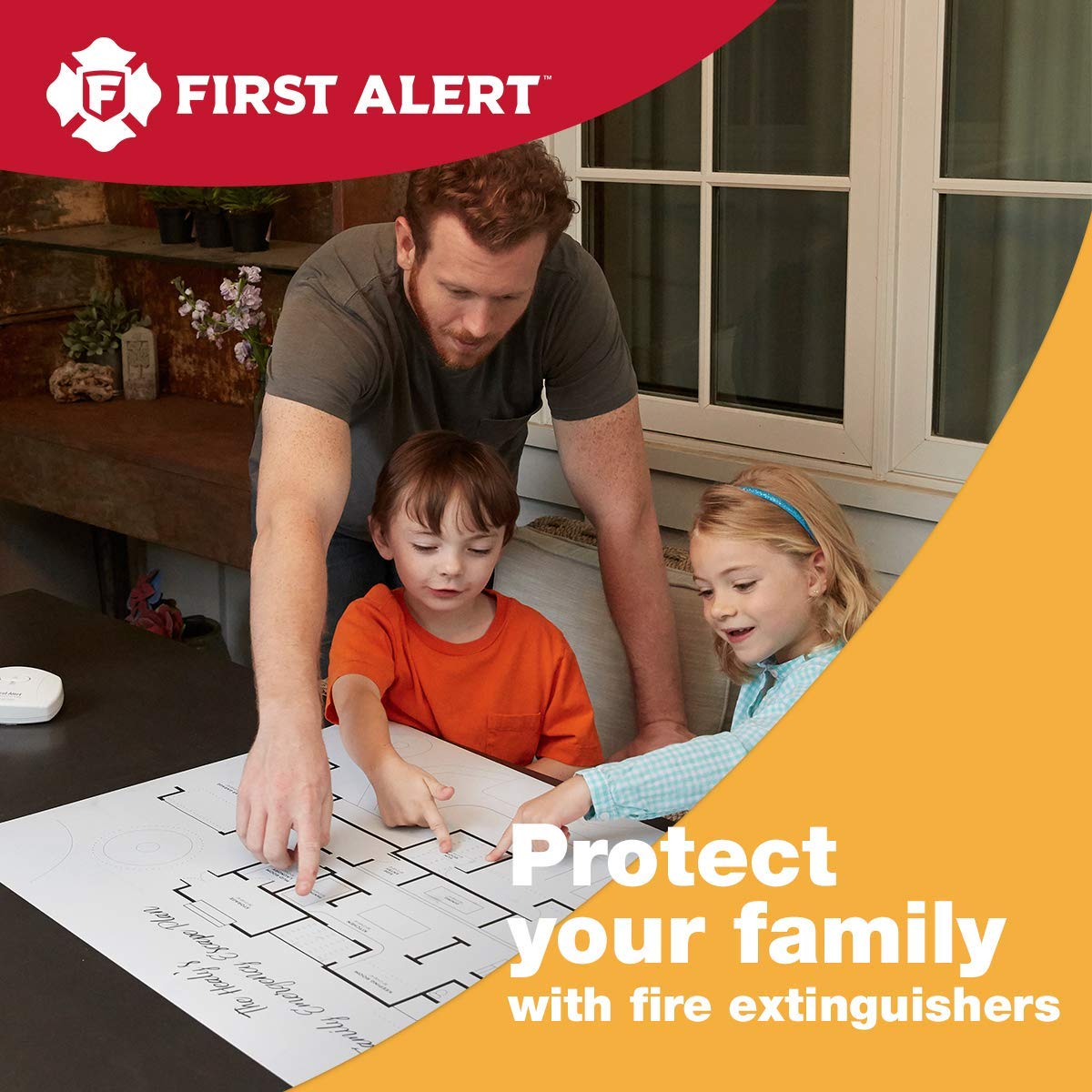 First Alert HOME1 Rechargeable Standard Home Fire Extinguisher UL Rated 1-A:10-B:C, Red - Ideal for Kitchen, Garage & Office Safety Protection