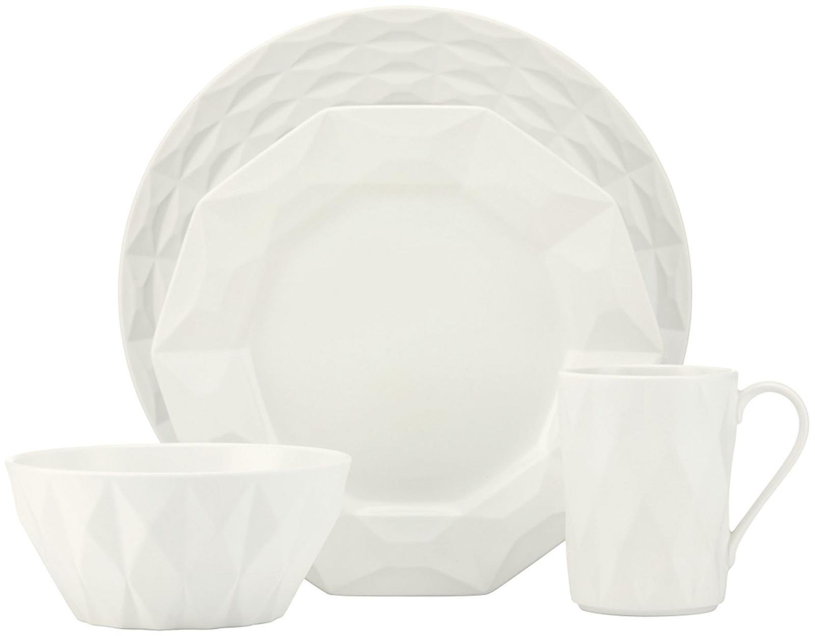 Kate Spade New York Castle Peak 4-Piece Dinnerware Set in Cream | Elegant Tableware for Fine Dining, Dinner Parties & Home Decor