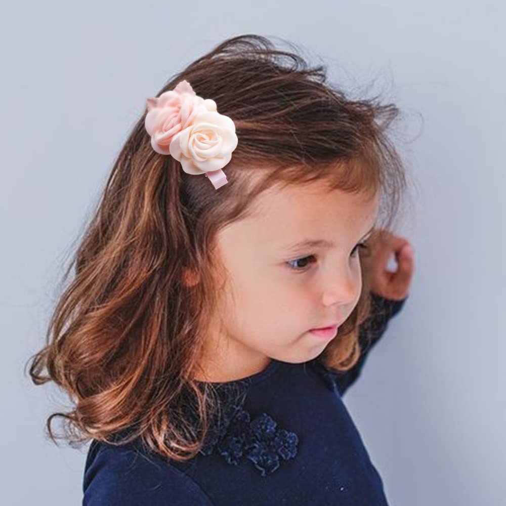 6Pcs Floral Hair Clips Set for Girls - Cute Flower Hair Bows for Baby, Toddler & Teen - Perfect Gift for Birthdays & Parties (Flower Style-G) - Great for School, Weddings & Everyday Styling