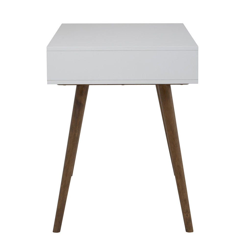 BLANCO 47 Inch Study Desk with Storage - White & Walnut Finish Modern Writing Desk for Home Office, Bedroom, or Dorm Room - Perfect for Remote Work and Online Learning