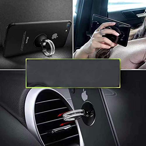 Tvoip 2Pcs Universal 3-in-1 Cell Phone Ring Holder & Stand - Finger Grip, Car Vent Mount, Tablet Stand - Black for Home, Office, and Travel Convenience