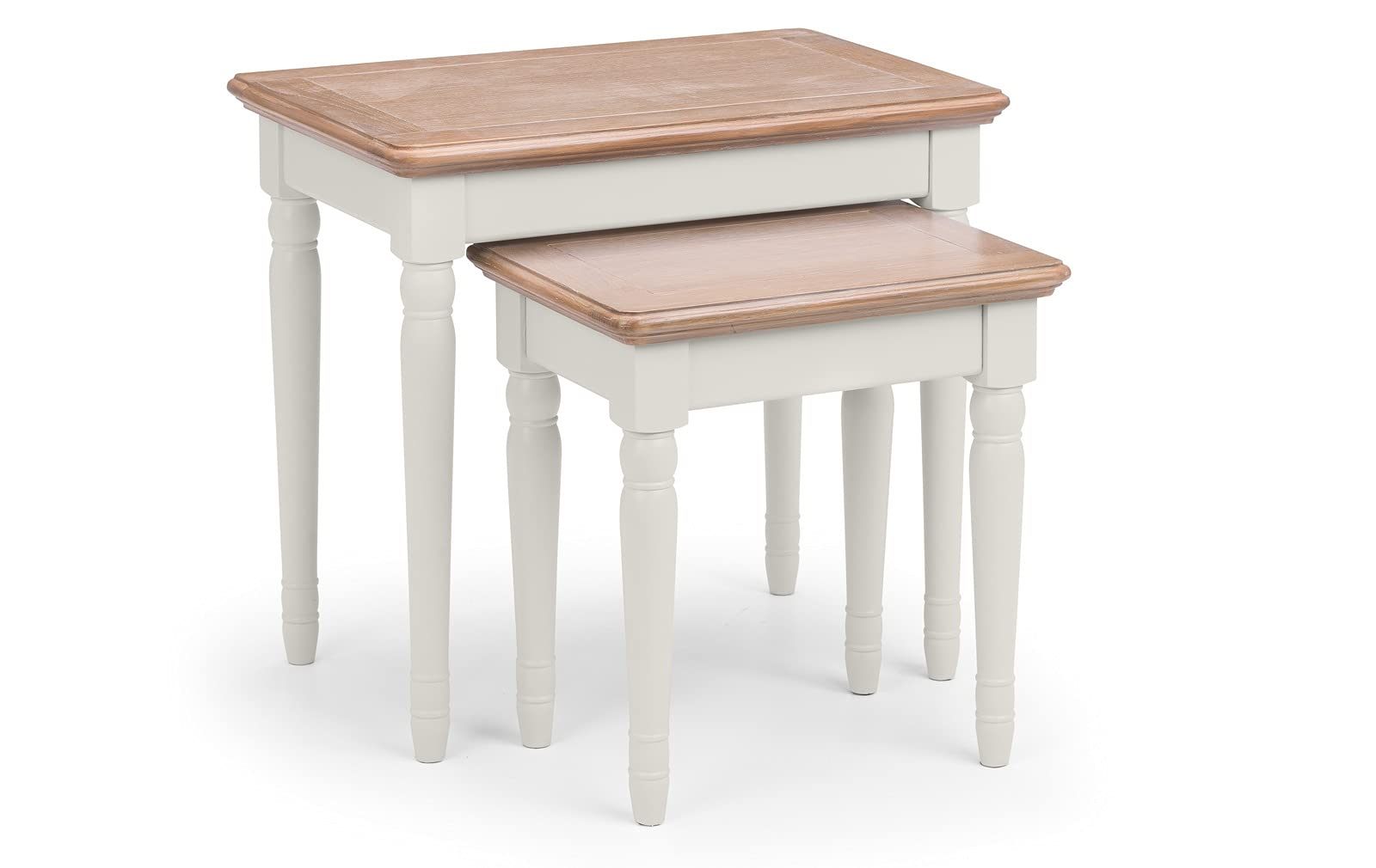 Provence Nest of Tables - Set of 3 Grey & Limed Oak Side Tables | Modern Living Room, Bedroom, or Office Furniture | Space-Saving End Tables with Storage