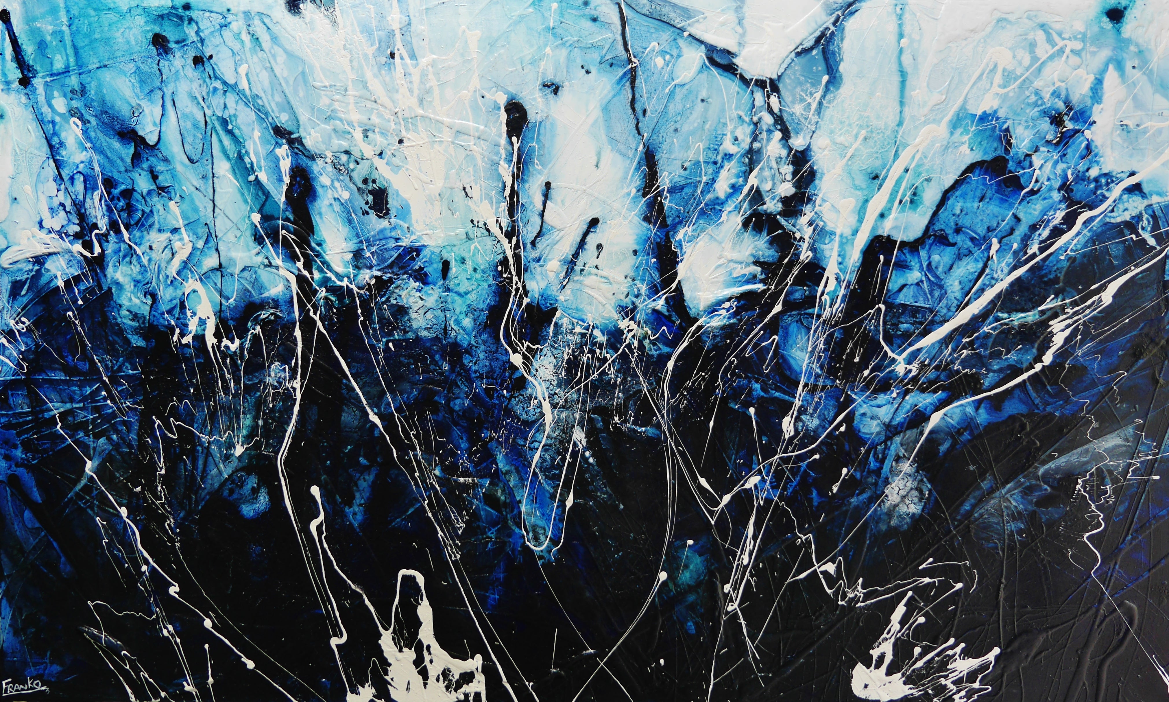Expanding Evolution 250cm x 150cm Blue Textured Abstract Canvas Art - Modern Wall Decor for Living Room, Bedroom & Office