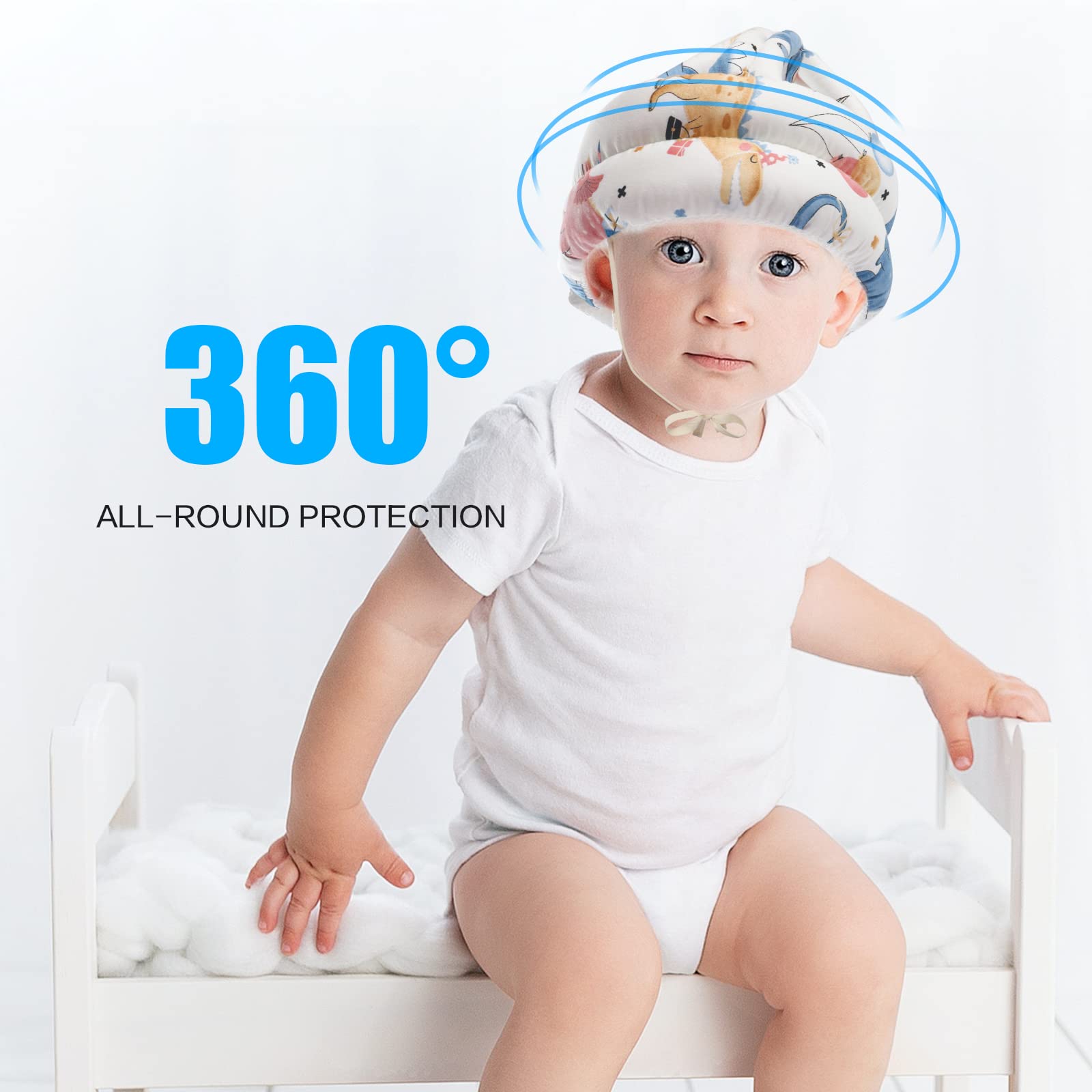 Adjustable Baby Safety Helmet for Crawling & Walking - Cute Dinosaur Design Infant Head Protection - Perfect for Toddler First Steps & Playtime Safety