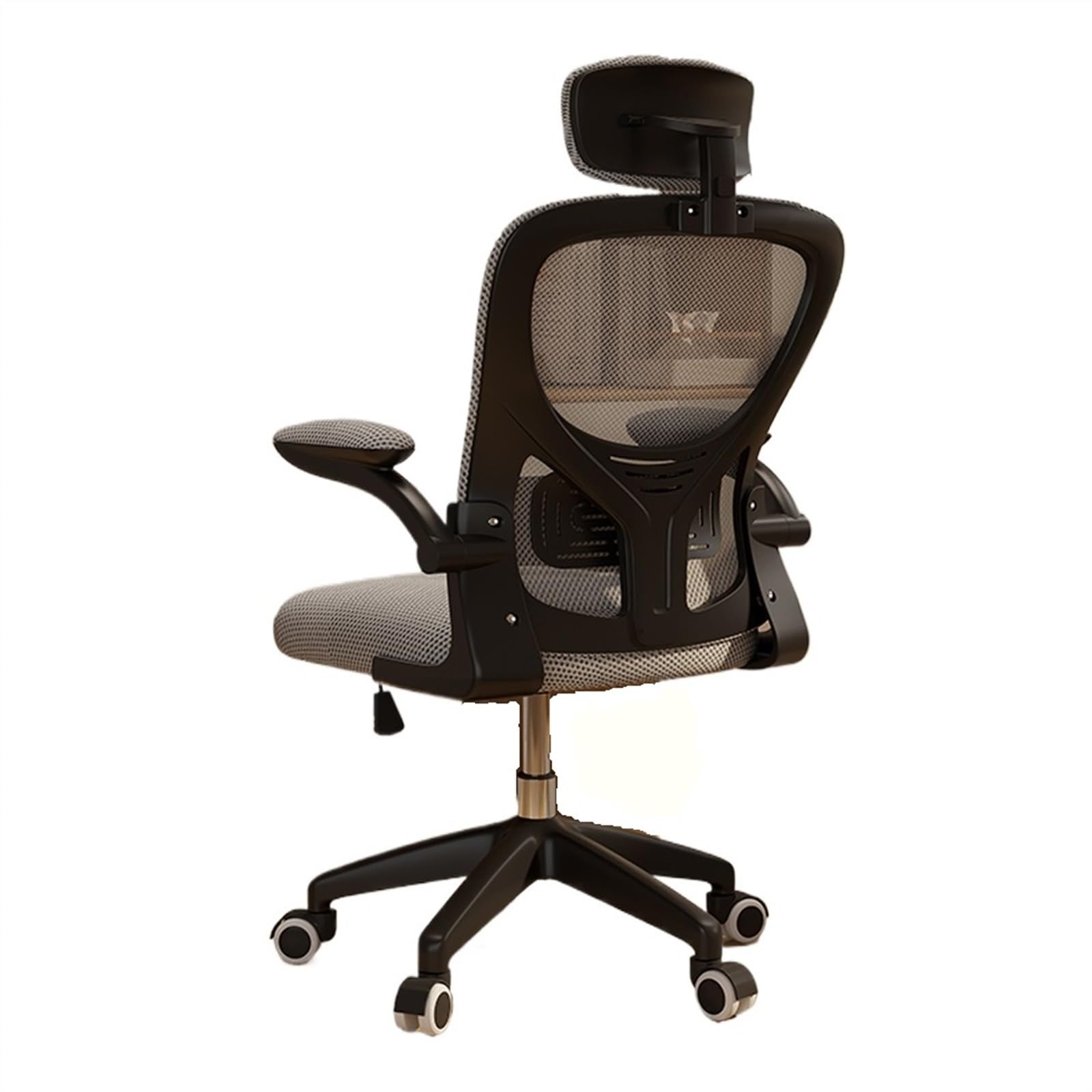 Ergonomic Office Chair with High Back & Headrest - Adjustable Armrests, Nylon Wheels & Mesh Back - Executive Desk Chair for Home & Office (Gray) - Perfect for Long Work Hours & Computer Use