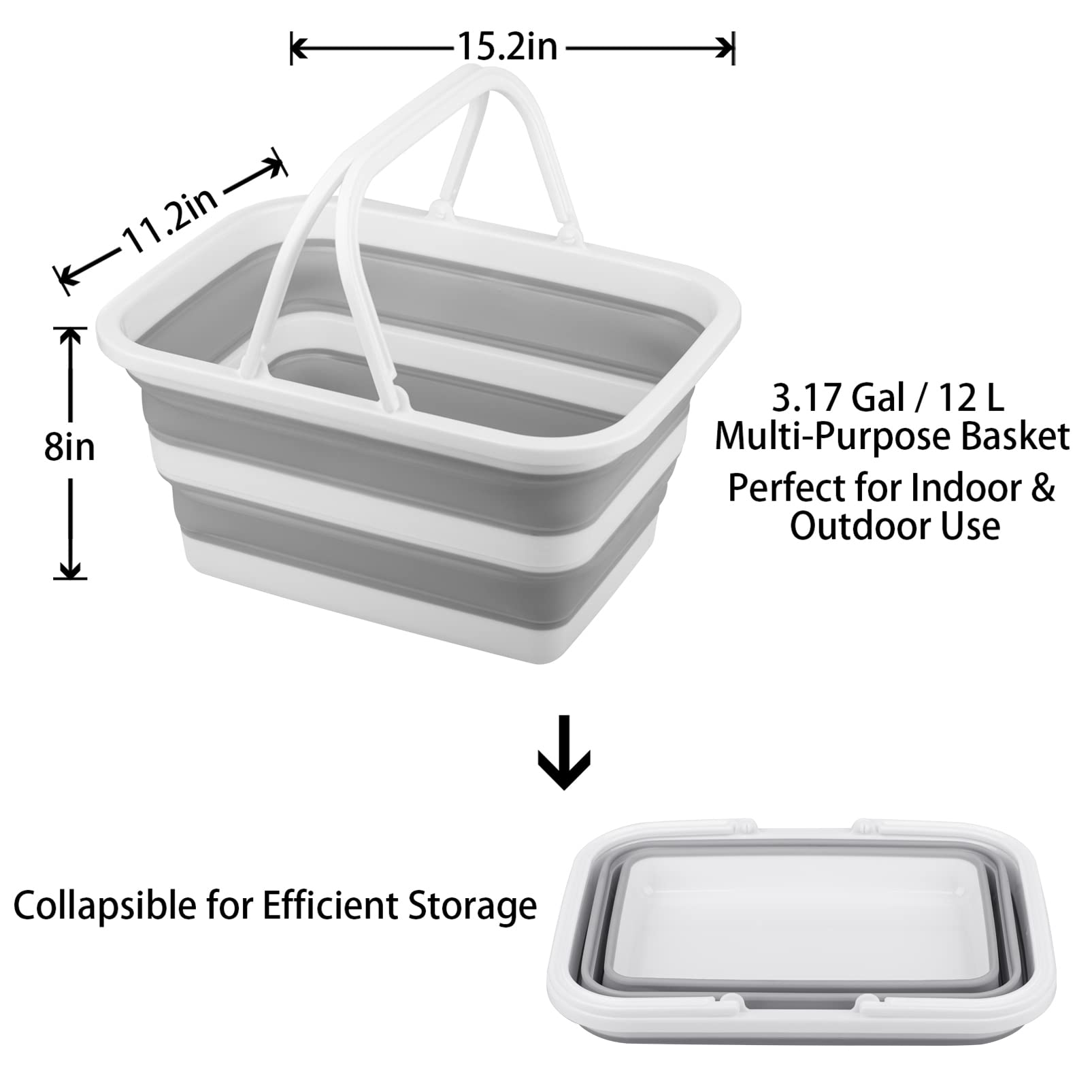 Portable Collapsible Sink with 3.17 Gallon (12L) Capacity - Foldable Wash Basin for Camping, Hiking, RV Travel & Home Use - Perfect for Washing Dishes, Clothes and Outdoor Activities