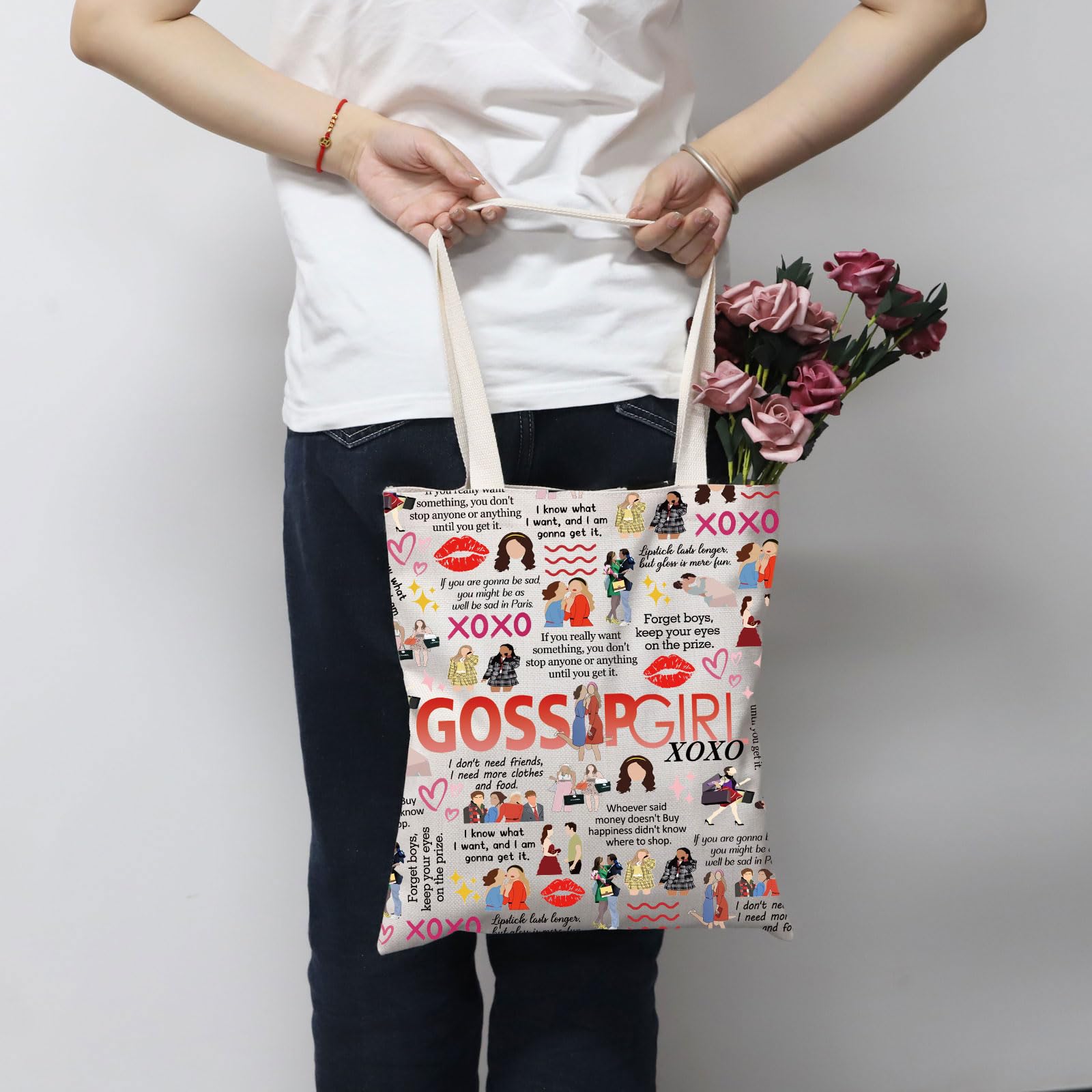 Gossip XOXO Tote Bag - Inspired by Gossip Girl TV Show - Perfect Gift for Gossip Fans & TV Show Lovers - Great for Shopping, Beach Trips & Daily Use