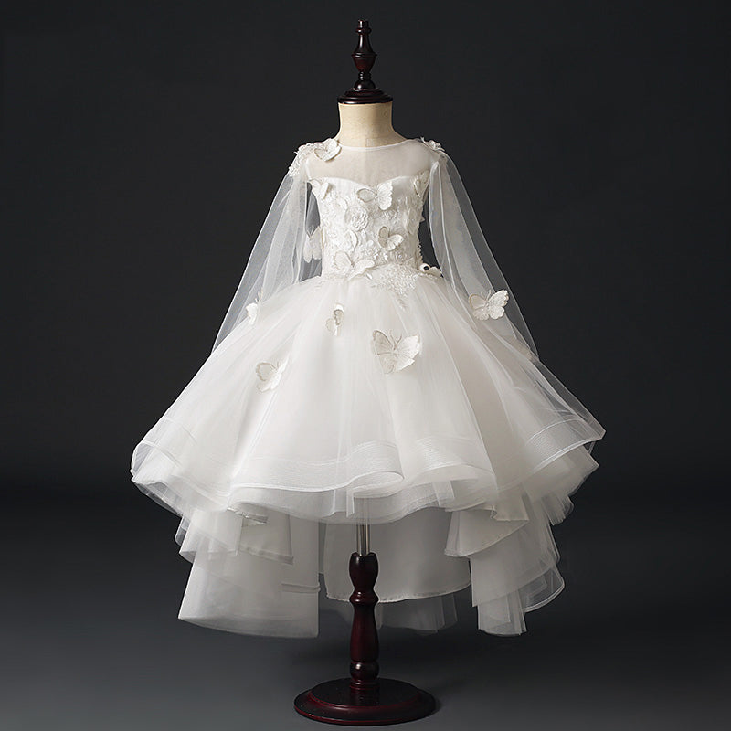 First Communion Dresses for Baby Girls - Lace Bow Puffy Pageant Gowns for Birthday Party & Formal Events - Perfect for Church Ceremonies, Baptisms, and Special Occasions