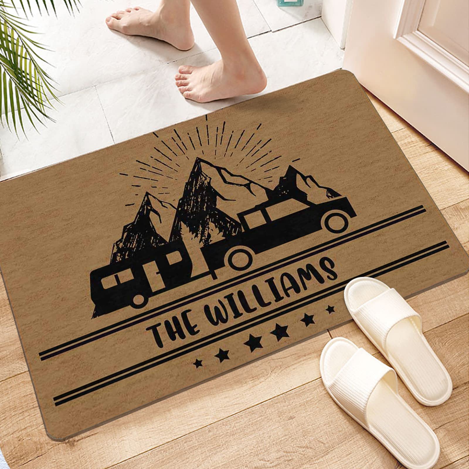 Custom Personalized Family Name Doormat - 30x18 Inch RV Camper Door Mat with Non-Slip Backing | Perfect for Camping, RV Travel & Home Entryway Decor