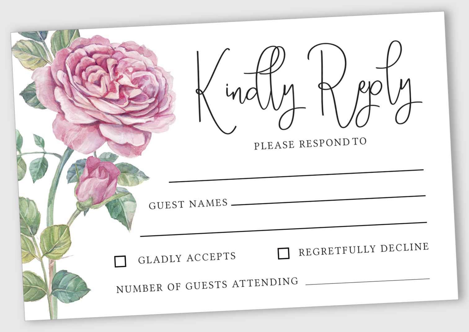 50 Floral RSVP Cards with White Envelopes - Elegant Wedding Response Cards for Invitations - Perfect for Weddings, Rehearsal Dinners, Baby Showers & Bridal Showers - Great for Engagement Parties & Special Events