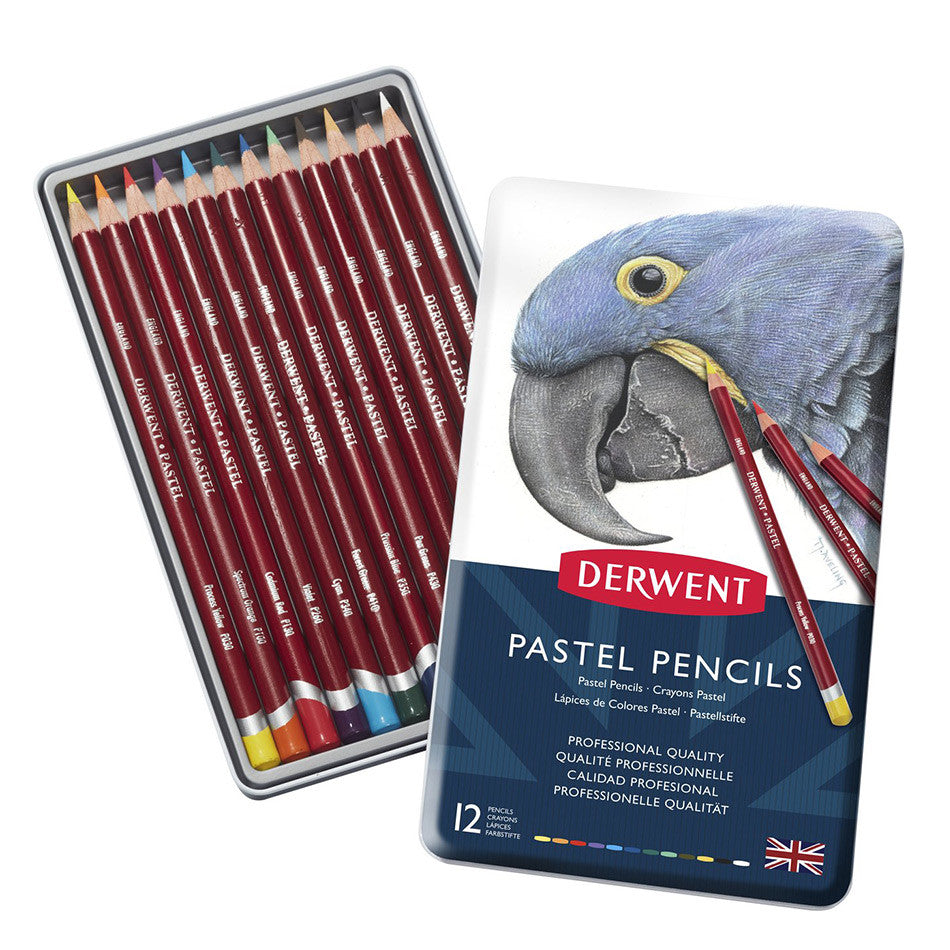 Derwent Pastel Pencils - Set of 12 Vibrant Colors for Artists & Sketching - Perfect for Drawing, Blending & Shading Techniques | Ideal for Professional Artists, Students & Hobbyists