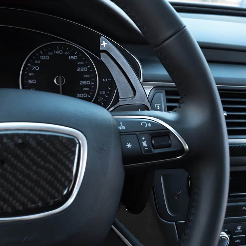 Audi Q5 Q7 A5 Q3 Q8 A7 A8 R8 Steering Wheel Paddle Shifters - Black Aluminum Upgrade for Enhanced Driving Performance - Perfect for Sport Mode & Manual Gear Control