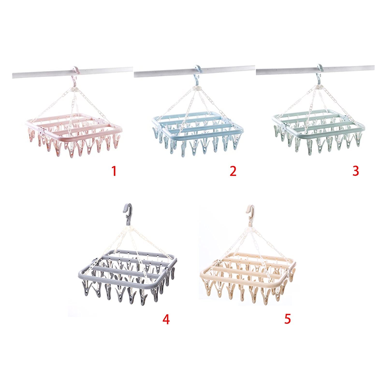 32-Peg Multifunctional Hanging Rack for Socks, Underwear & Clothes - Flexible Indoor/Outdoor Laundry Organizer for Home, Washing, Drying & Storage (Gray/Beige) - Perfect for Closet, Laundry Room & Travel Use