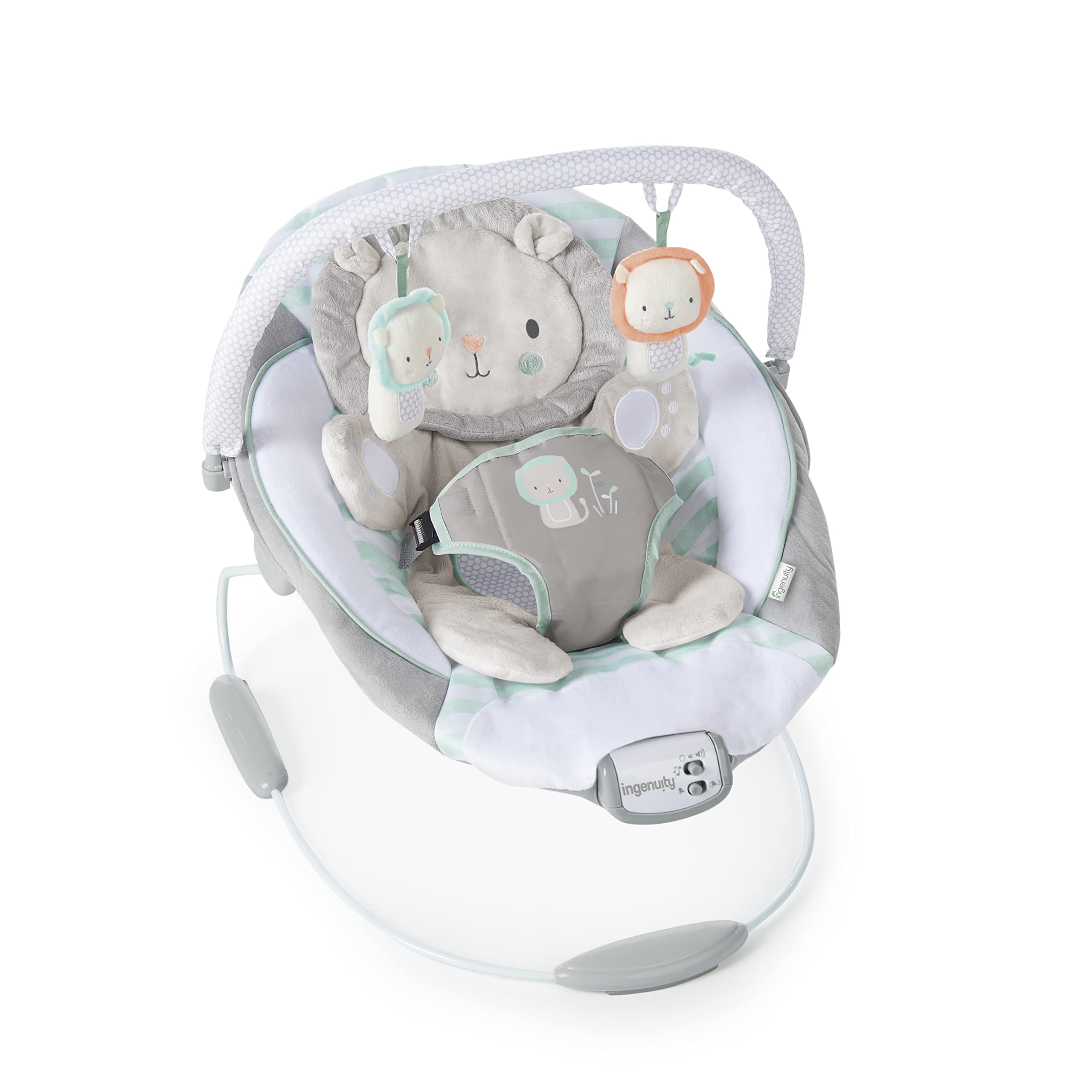 Ingenuity Baby Bouncer Seat with Vibration & Music - Landry The Lion | Portable Infant Bouncer with Soothing Vibrations & Lullabies | Perfect for Newborns, Playtime & Nursery Comfort