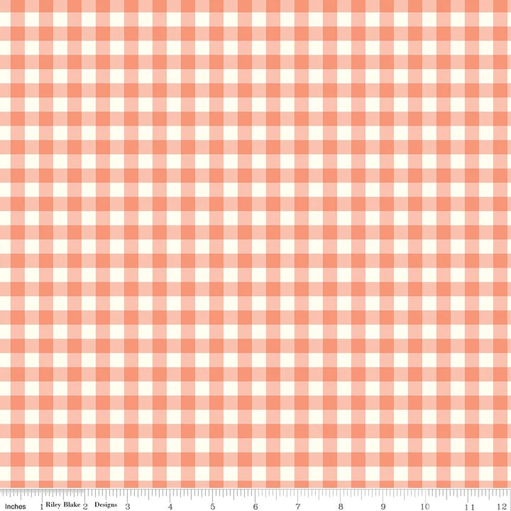 Riley Blake Designs Gingham Cottage C13014 Coral Gingham Fabric - Perfect for Quilting, Sewing, and Home Decor Projects