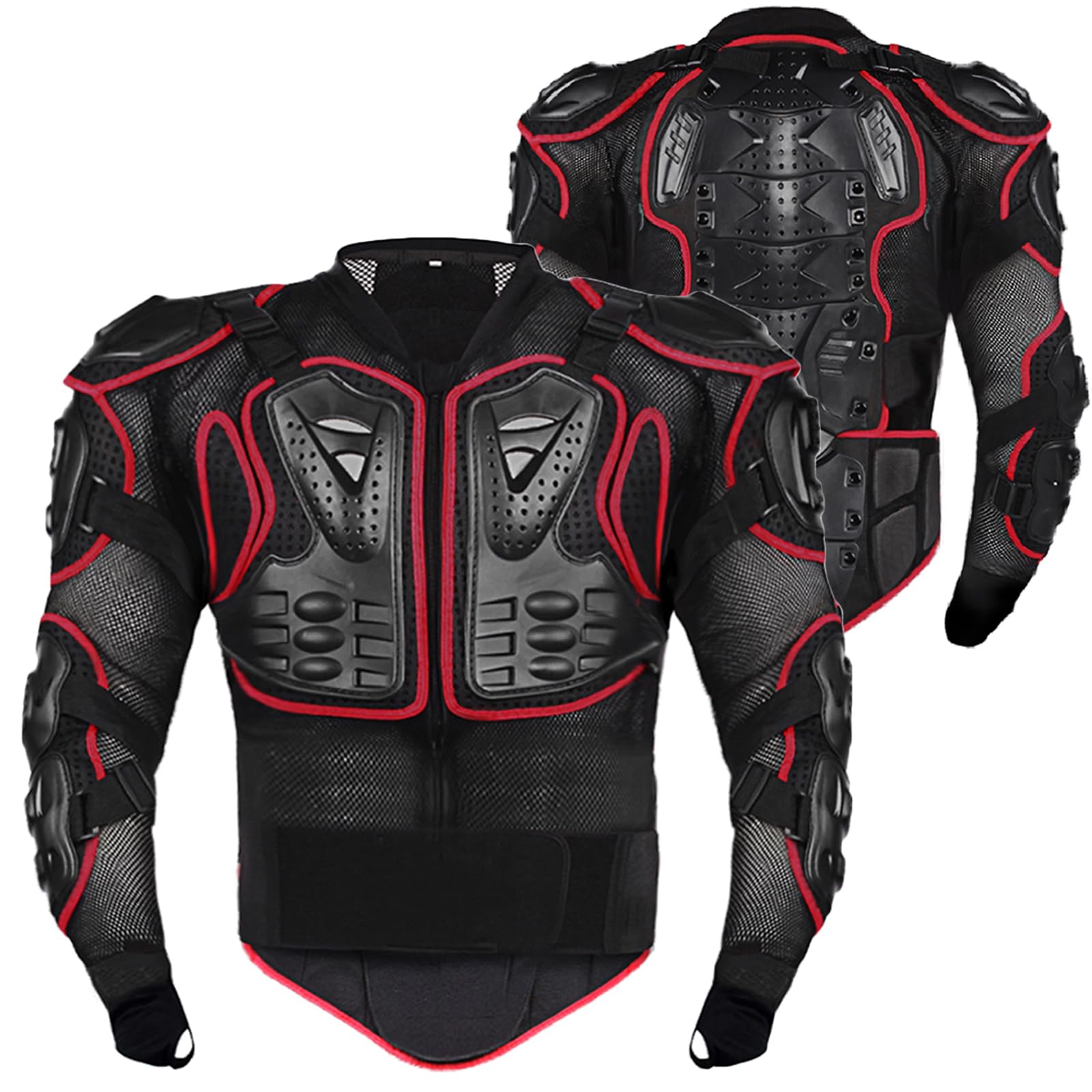Motorcycle Armor Jacket with Spine & Chest Protection - Motocross & MTB Riding Gear for Off-Road Safety