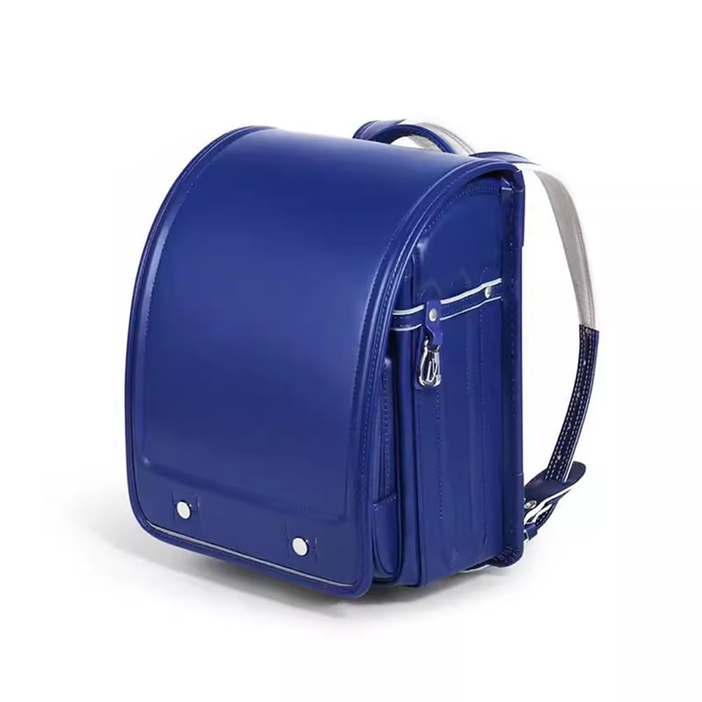 ZCBYBT Japanese School Backpack for Kids - Large Capacity PU Leather Lightweight Randoseru Bookbag for Boys & Girls (Blue) - Perfect for School, Travel & Daily Use
