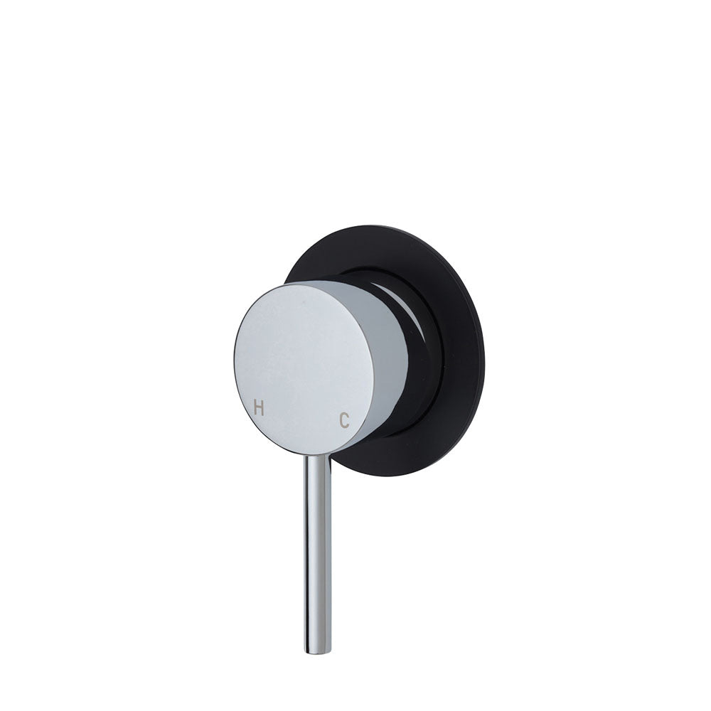 Fienza Kaya Small Round Plate Wall Mixer in Chrome - Modern Bathroom Faucet for Sink, Vanity, and Powder Room