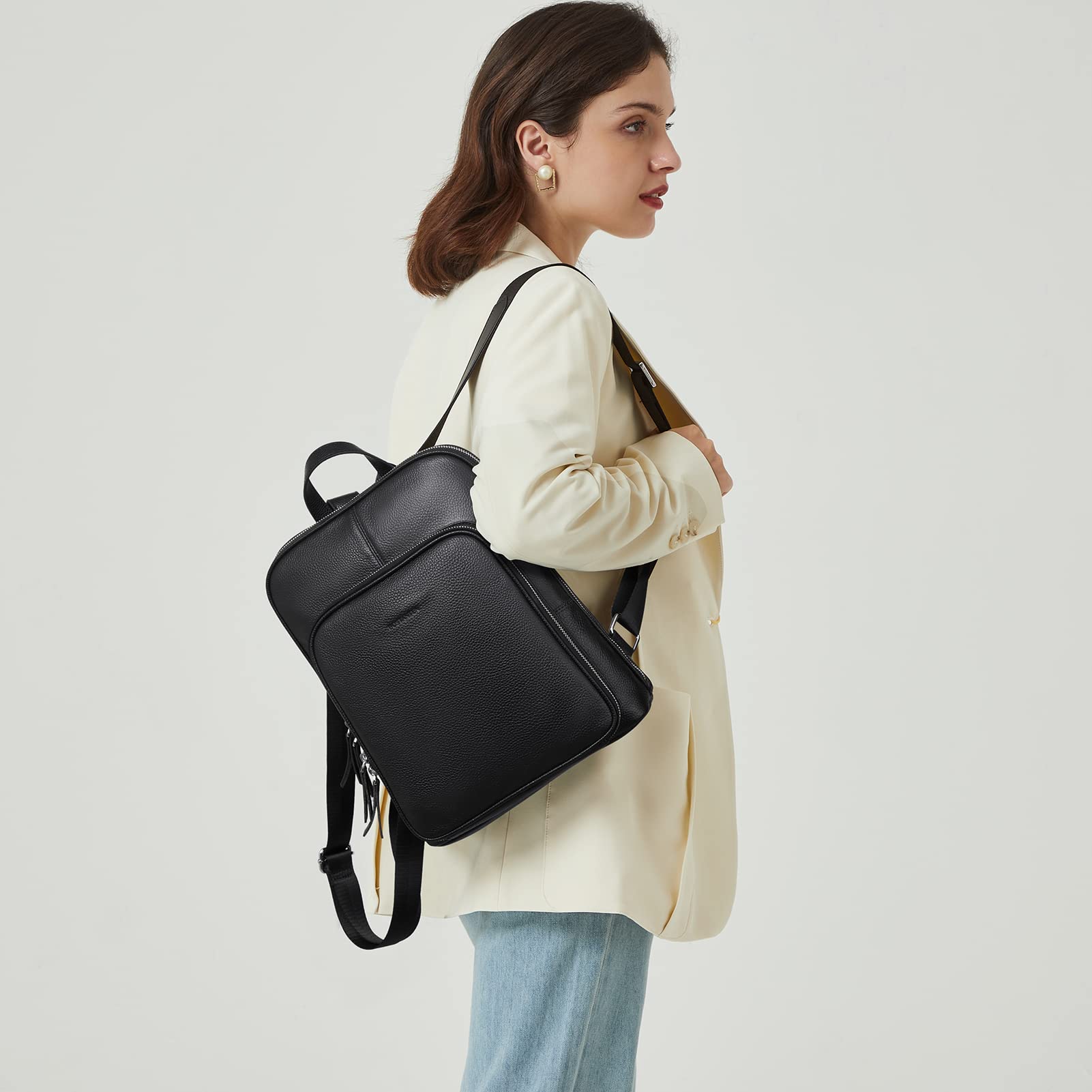BOSTANTEN Genuine Leather Backpack Purse for Women - Stylish Laptop Backpack, College School Bag, Travel Backpack & Work Commuter Bag (Perfect for Work, School, Travel & Daily Use)
